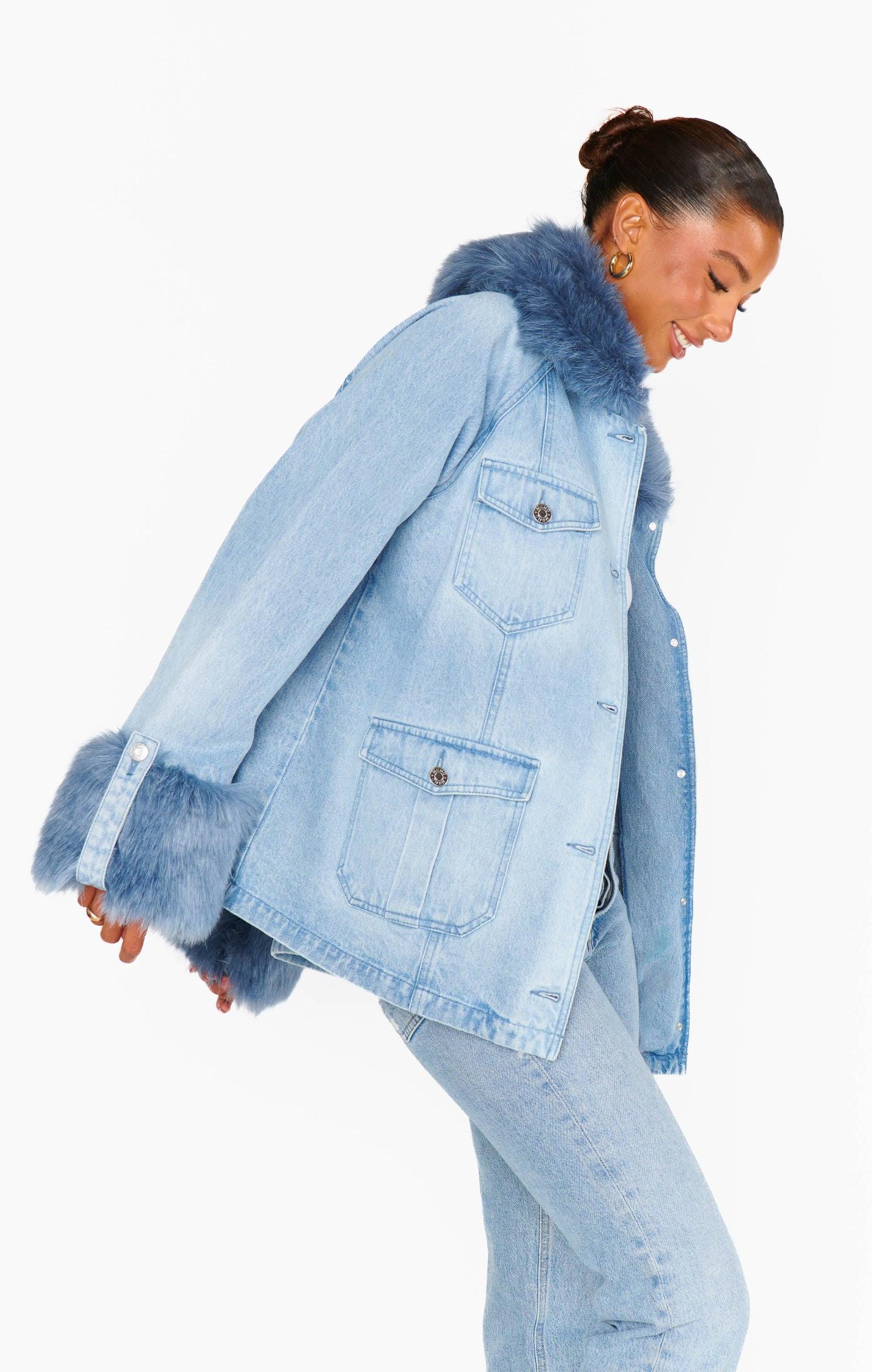 Copenhagen Jacket ~ Drift Indigo with Blue Faux Fur Product Image