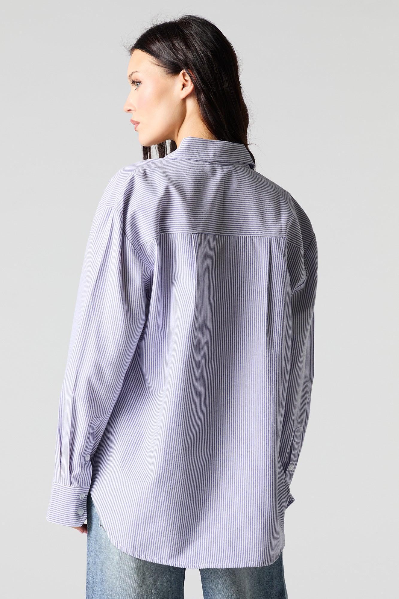 Oversized Pinstriped Button-Up Top Female Product Image