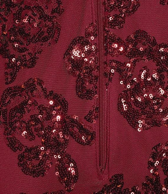 Blondie Nites Floral Sequin Pattern Sweetheart Neck Dress Product Image