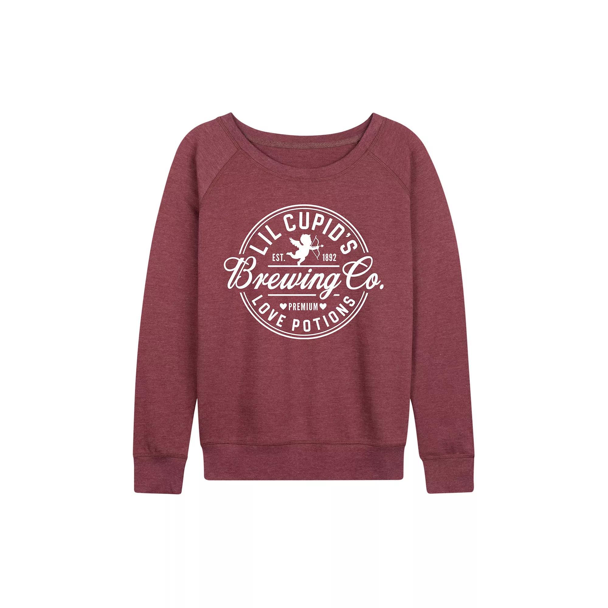 Women's Cupid's Brewing Co. French Terry Long Sleeve Tee, Size: Small, Grey Maroon Product Image