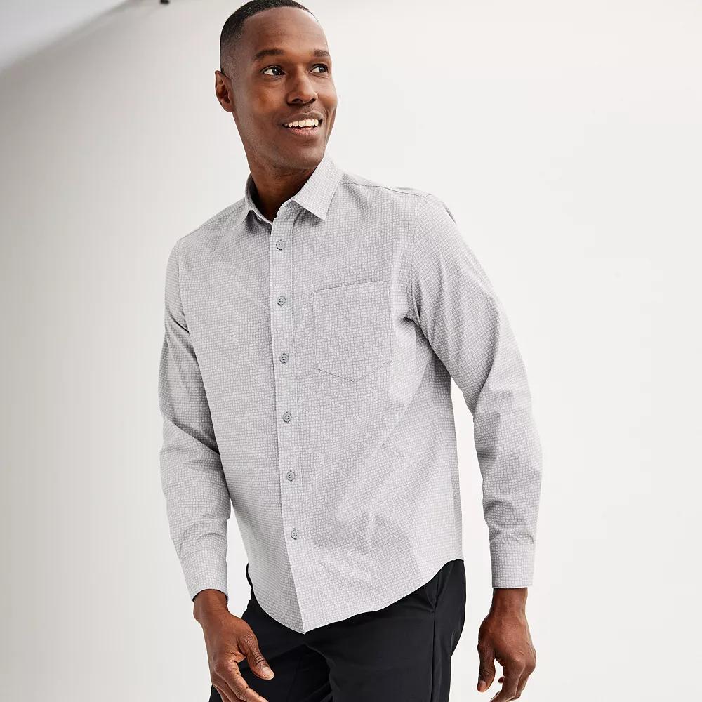 Men's FLX Performance Untucked-Fit Long Sleeve Button Down Shirt, Size: XL, Flagstone Product Image
