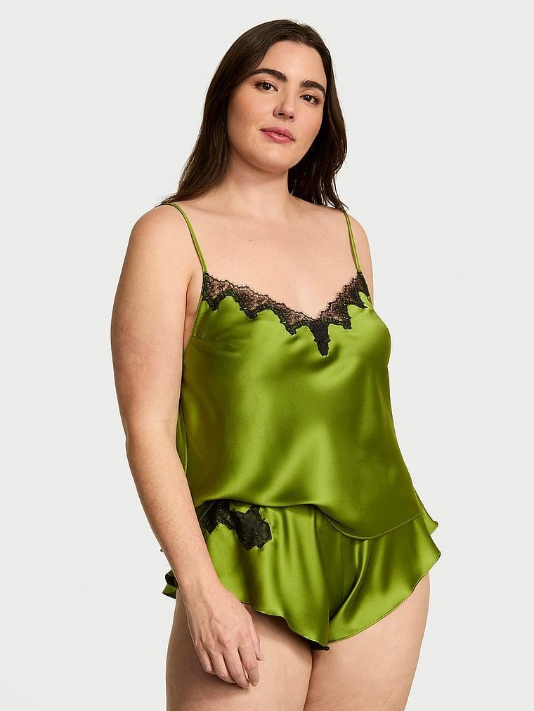 Satin Rose Lace-Trim Cami & Flutter Short Set Product Image