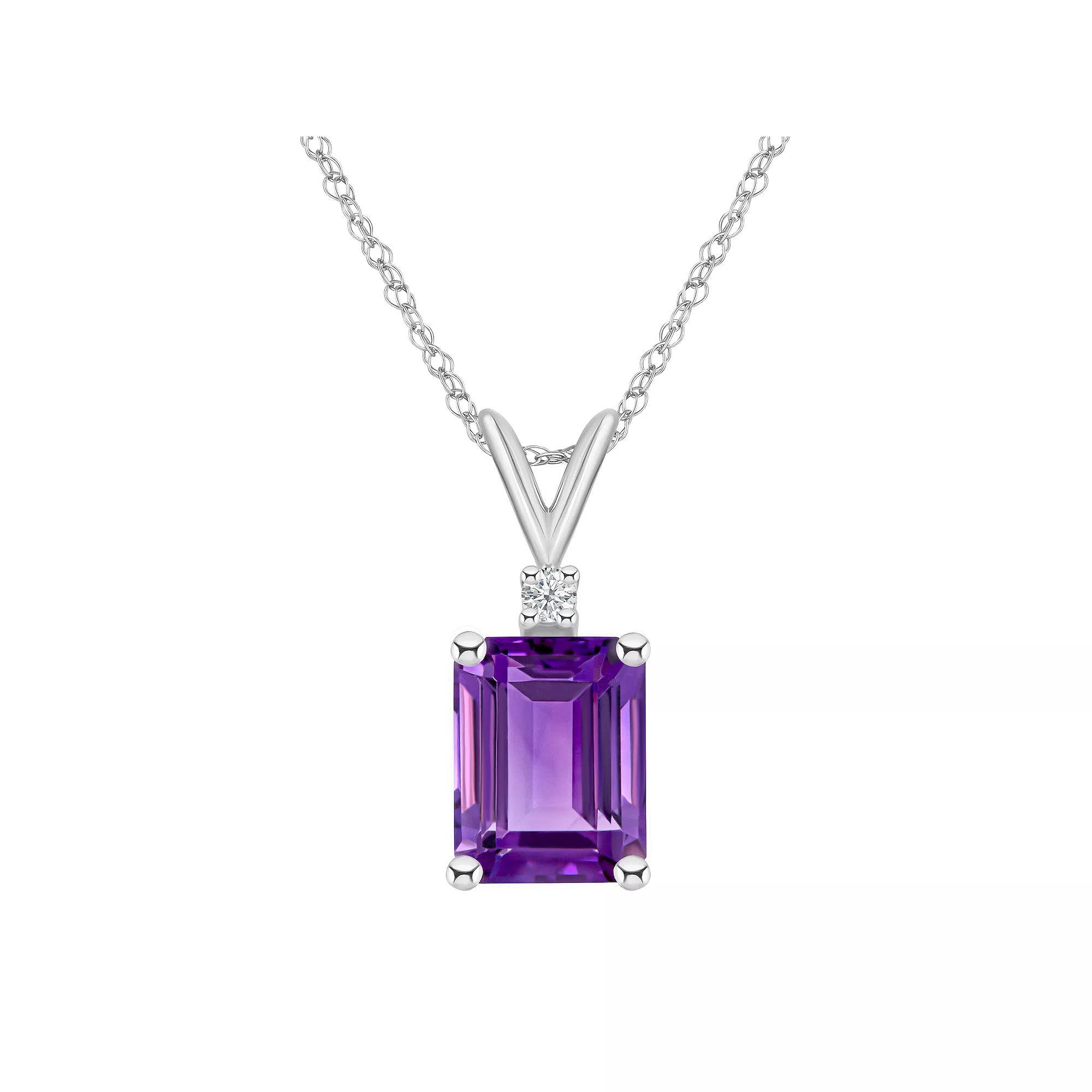 Celebration Gems 14k White Gold Gemstone & Diamond Accent Pendant Necklace, Women's, Size: 18", Purple Product Image