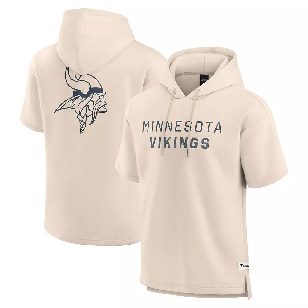 Men's Fanatics Cream Minnesota Vikings Elements Future Ground Lettering Short Sleeve Pullover Hoodie, Size: 3XL, Beige Product Image
