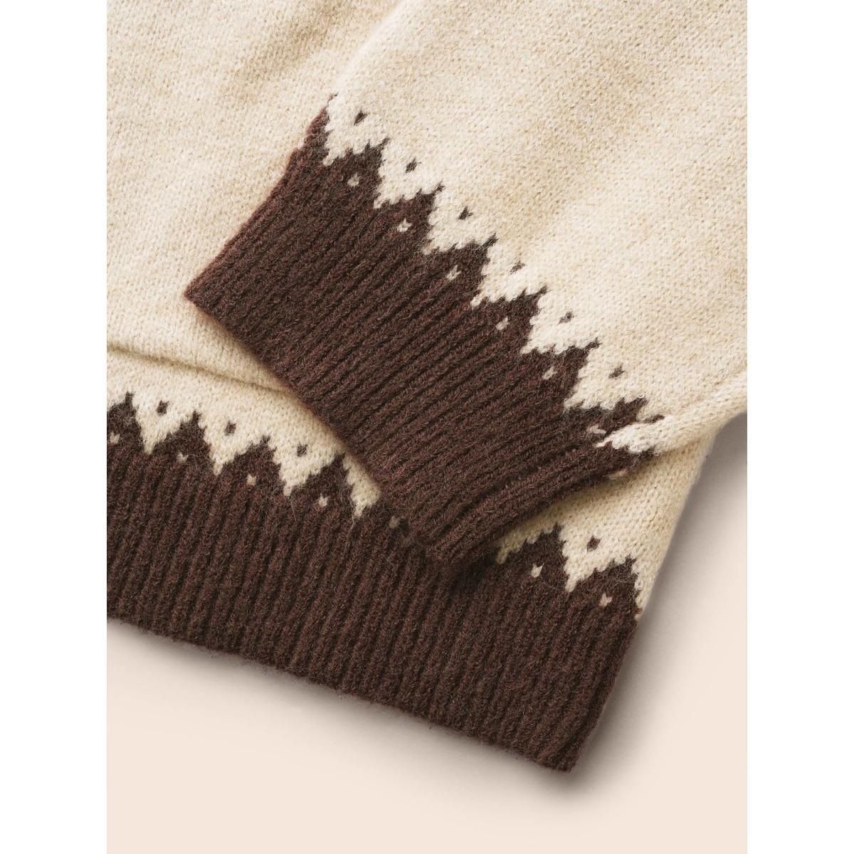 Plus Size Supersoft Essentials Bandana Jacquard Pocket Cardigan DarkBrown Women Casual Loose Long Sleeve Everyday Cardigans BloomChic 30/6X Product Image