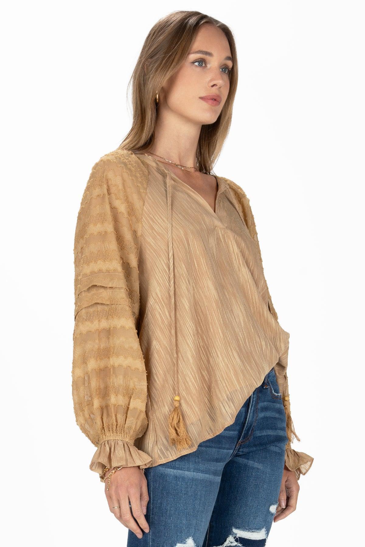 Textured Long Sleeve Blouse Product Image