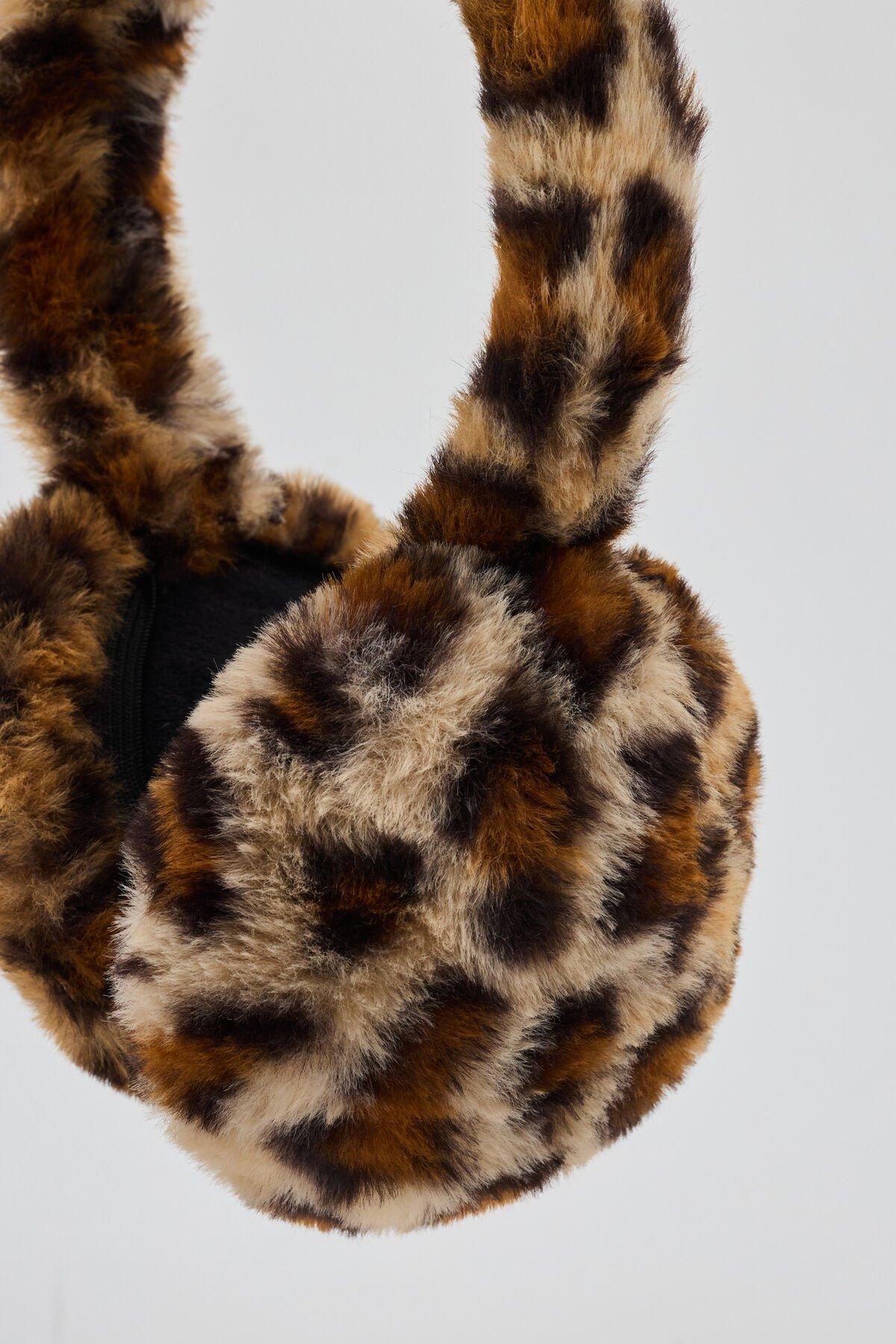 Allover Faux-Fur Leopard Earmuffs Product Image