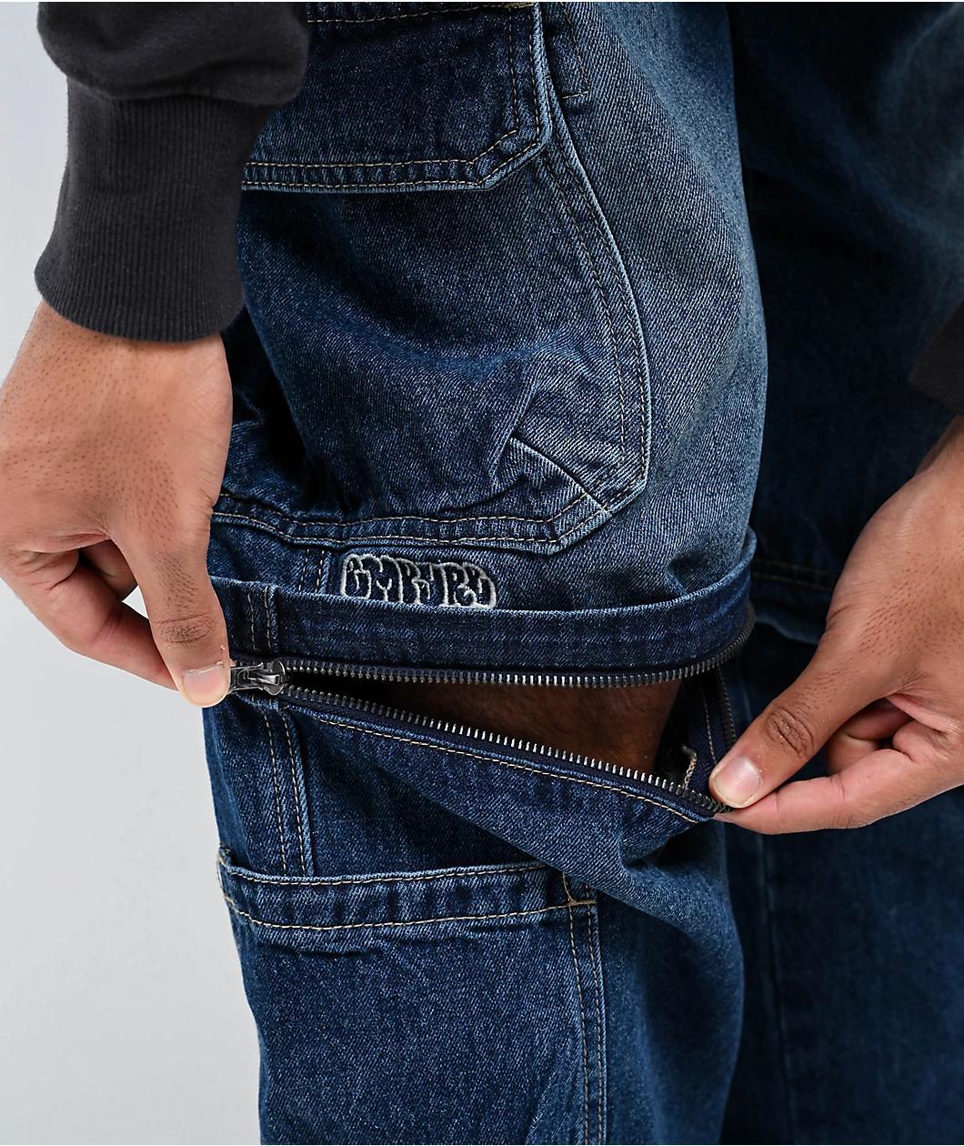 Empyre Blue Zip Off Cargo Denim Skate Jeans Product Image