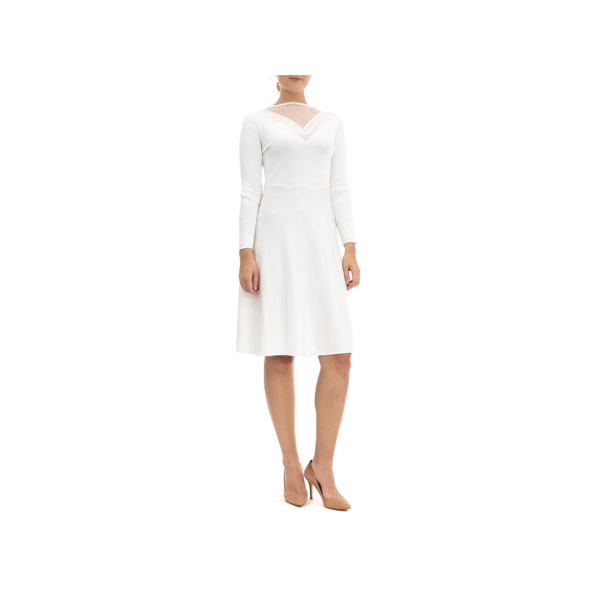 Women's Nina Leonard Mockneck Long Sleeve Sweater Dress, Size: Large, Ivory Product Image