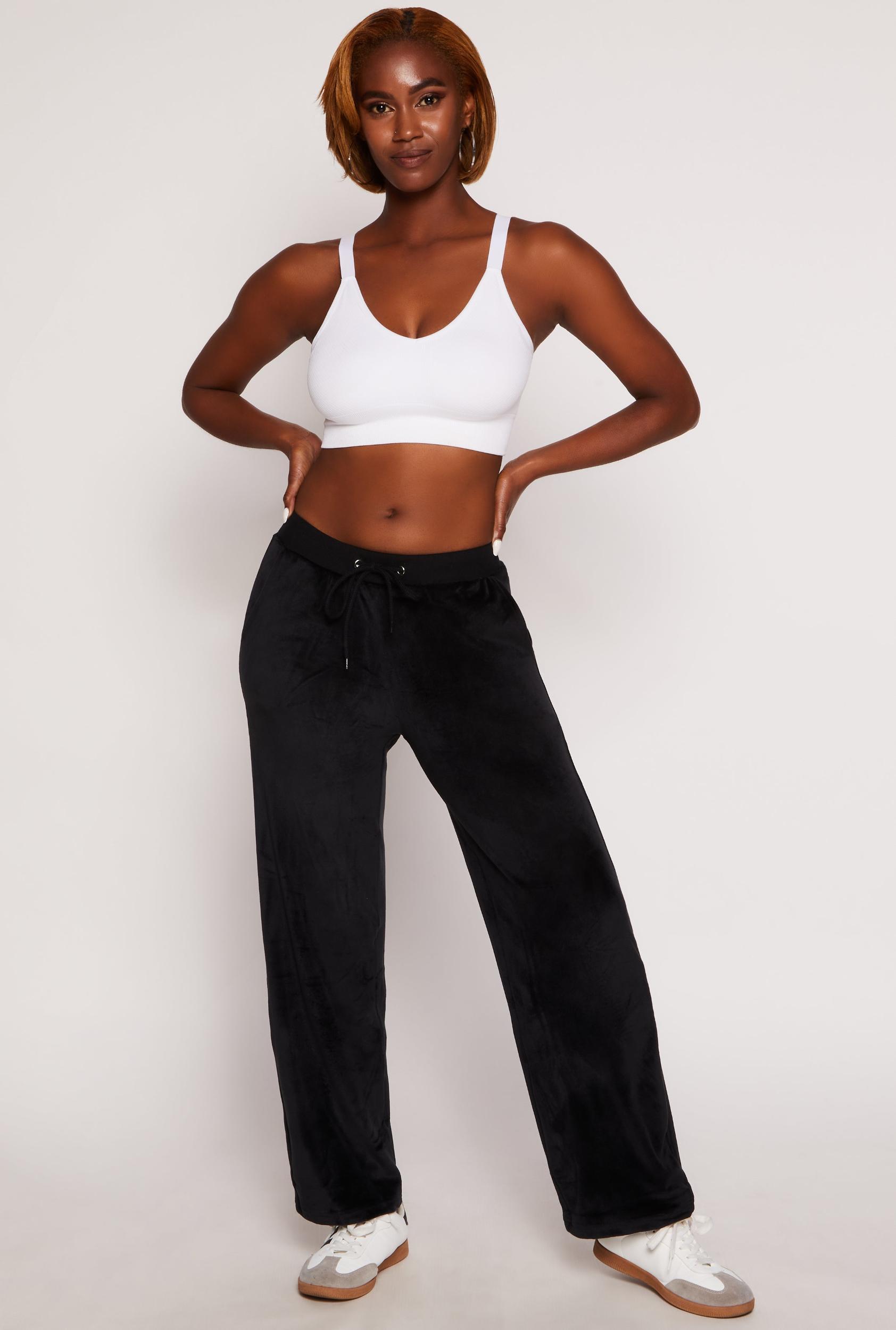 Womens Velour Wide Leg Sweatpants Product Image