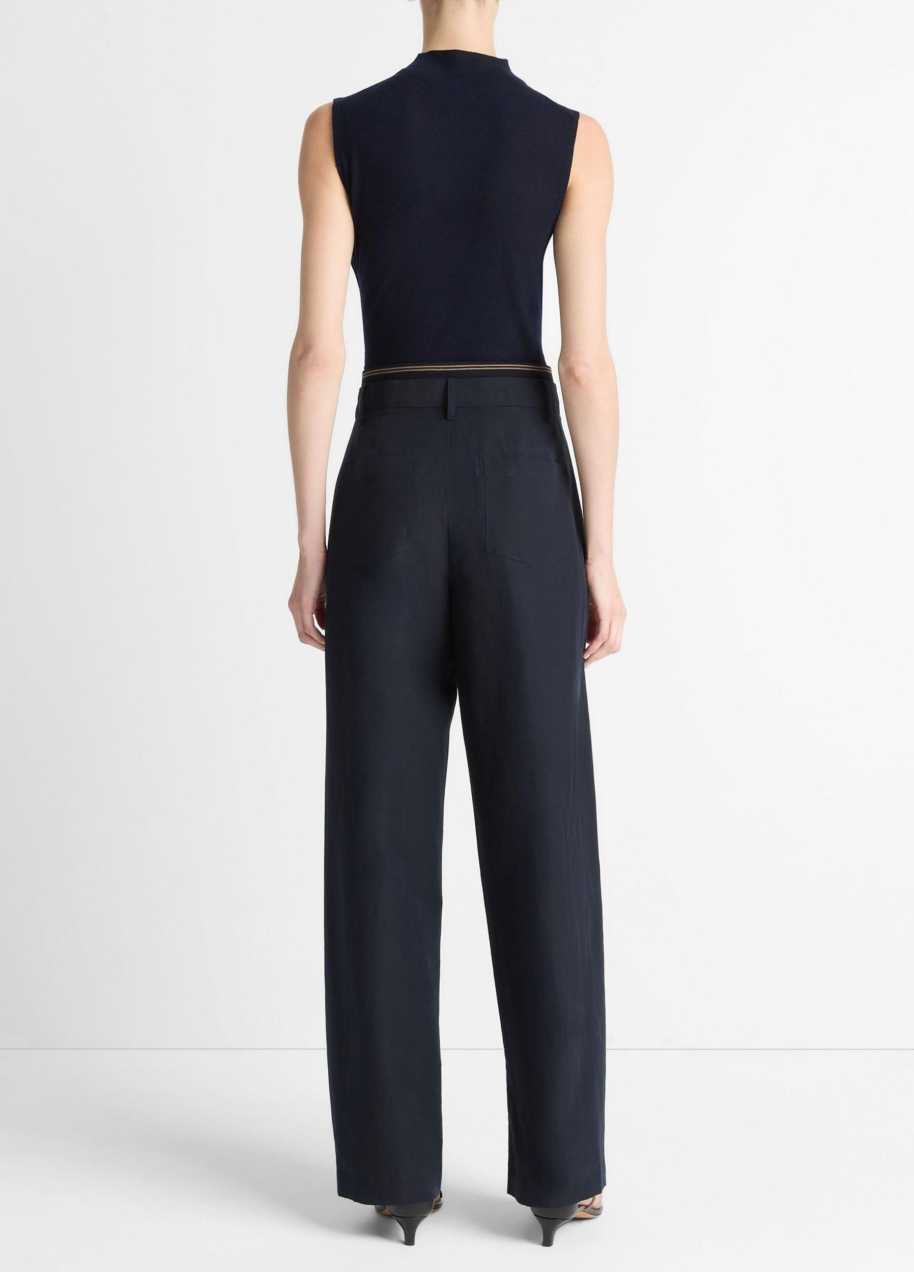 Rib-Trim Cotton-Blend High-Waist Trouser Product Image