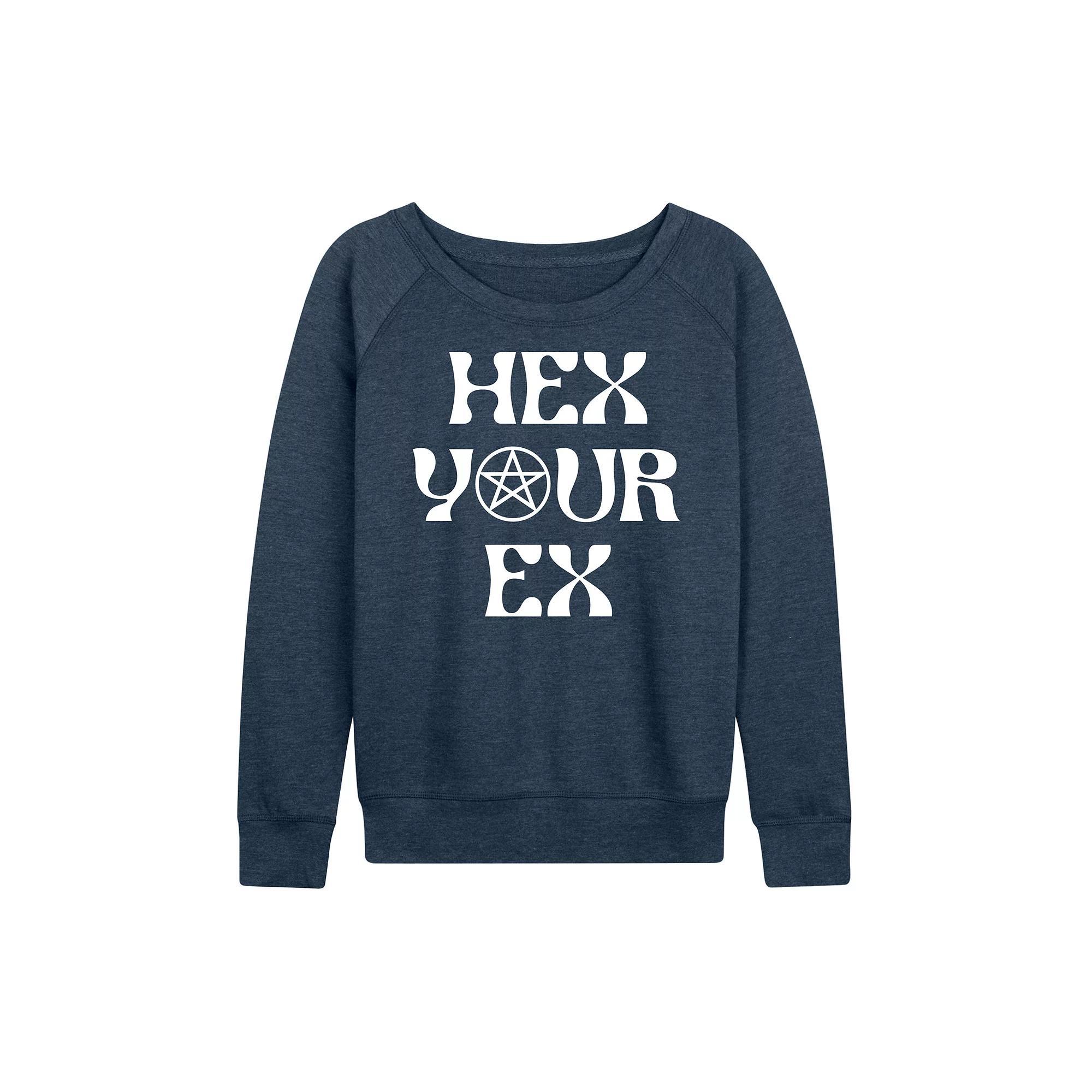 Womens Hex Your Ex French Terry Long Sleeve Tee Grey Blue Product Image