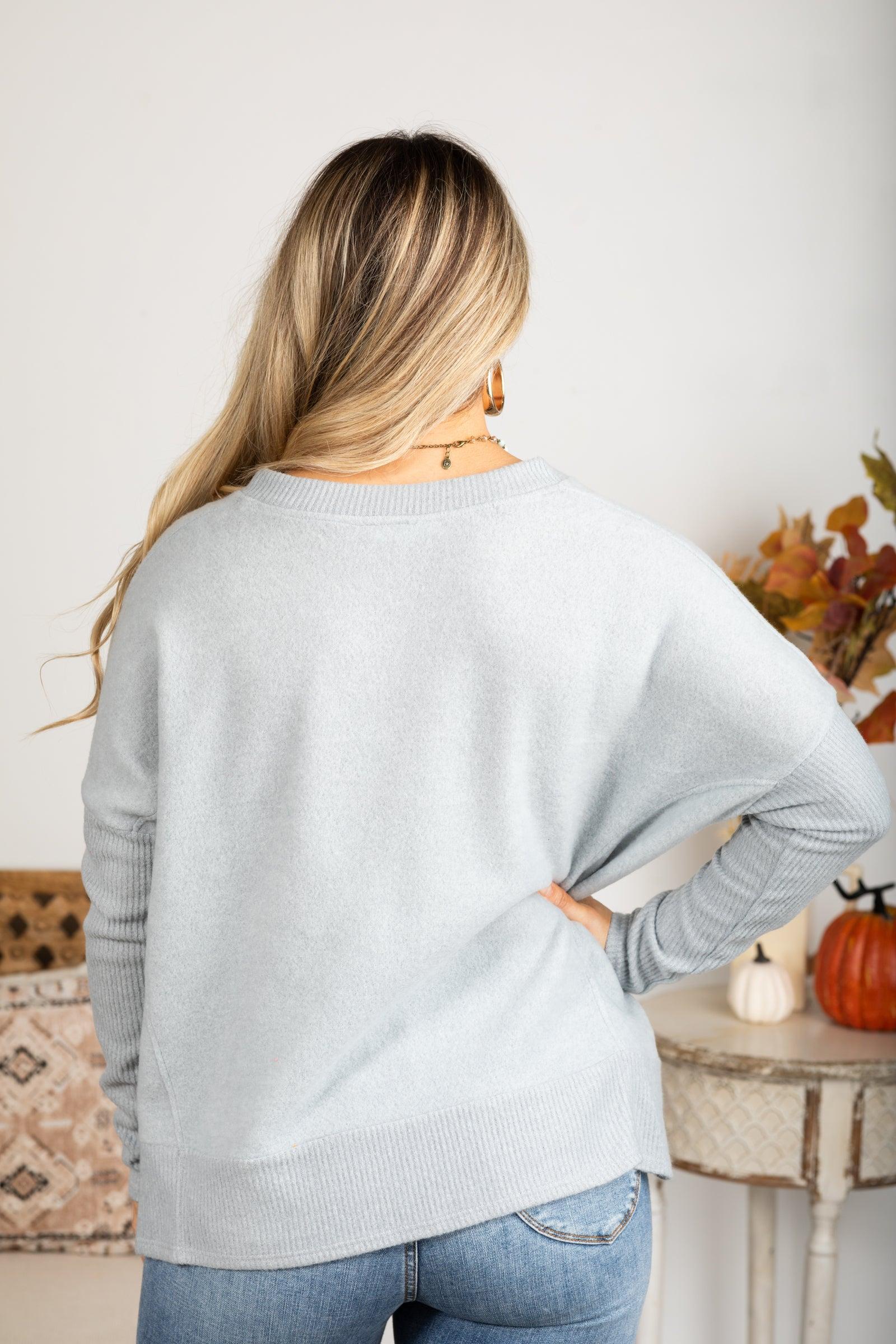 V-Neck Brushed Soft Knit Top Product Image