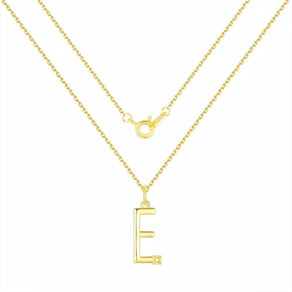 Forever Radiant Diamond Accent Initial Pendant Necklace, Women's, Size: 18", Gold Tone E Product Image