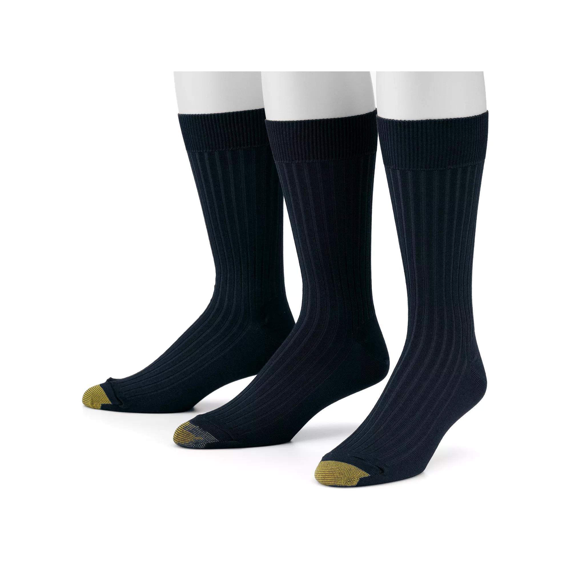 Men's GOLDTOE® 3-pack Canterbury Crew Socks, Size: 6-12, Black Product Image