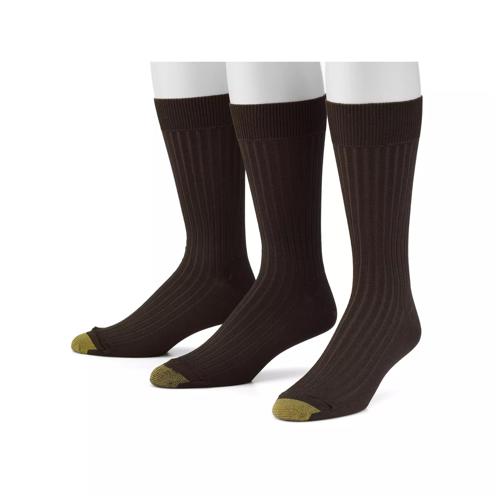 Men's GOLDTOE® 3-pack Canterbury Crew Socks, Size: 6-12, Black Product Image