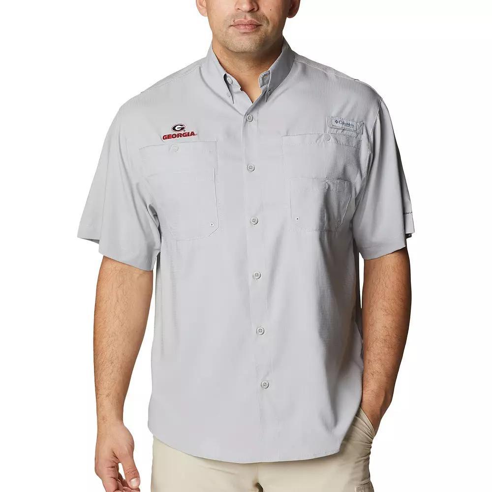 Men's Columbia Gray Georgia Bulldogs Big & Tall Collegiate Tamiami Omni-Shade Full-Button Shirt, Size: XLT, Grey Product Image