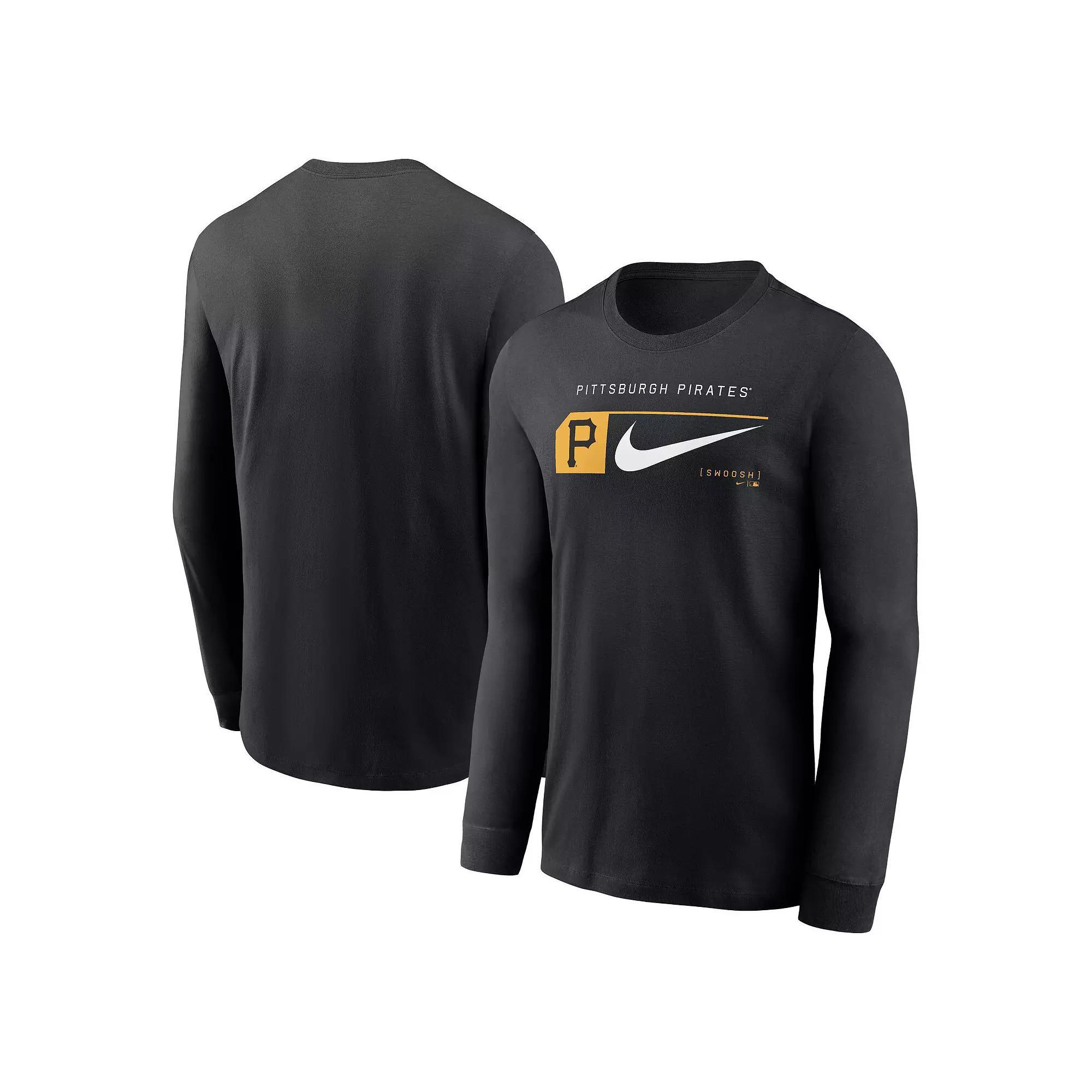 Men's Nike Black Pittsburgh Pirates Local Logo Swoosh Lockup Long Sleeve T-Shirt, Size: Small Product Image