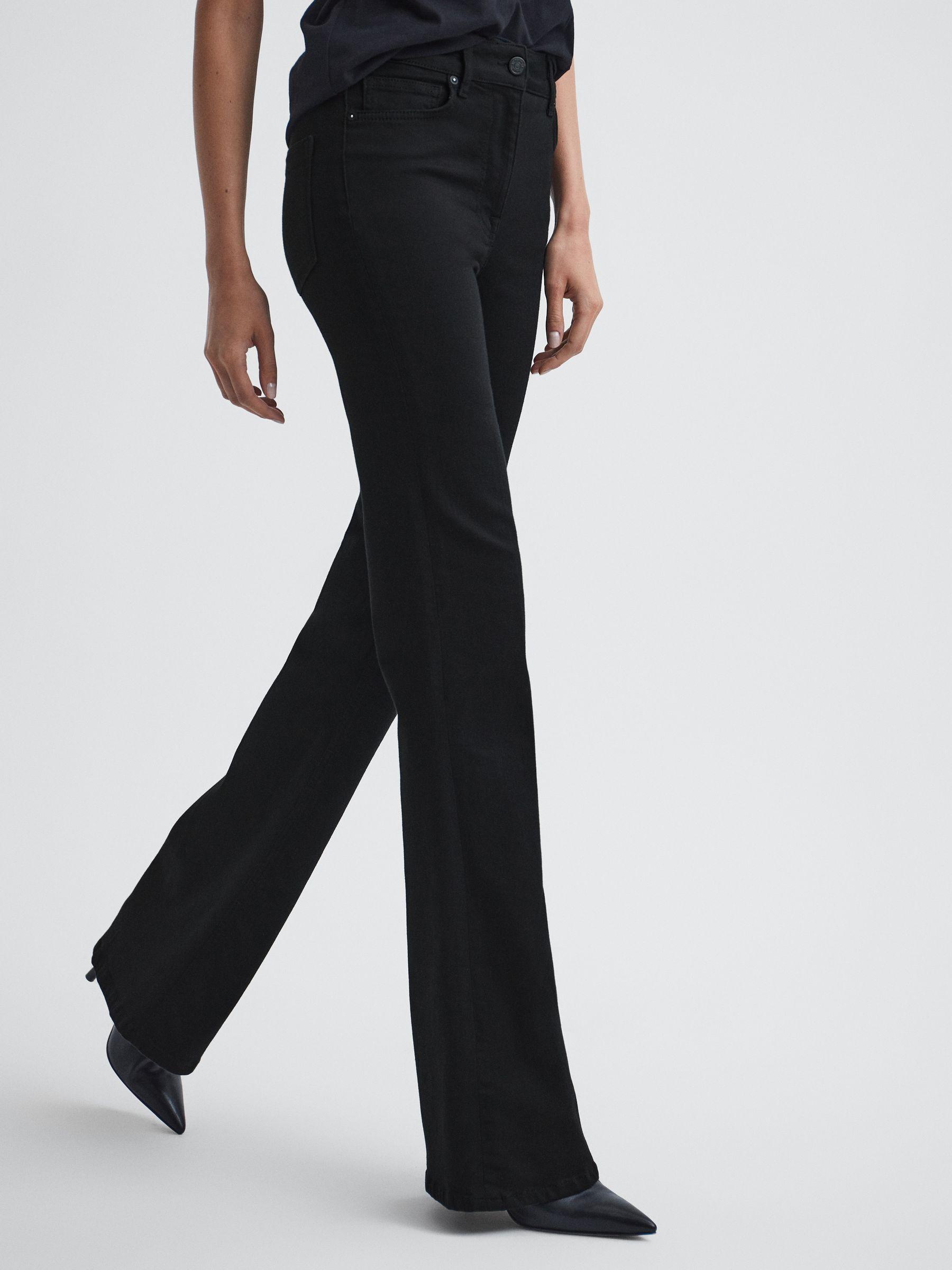 High Rise Skinny Flared Jeans in Black Product Image
