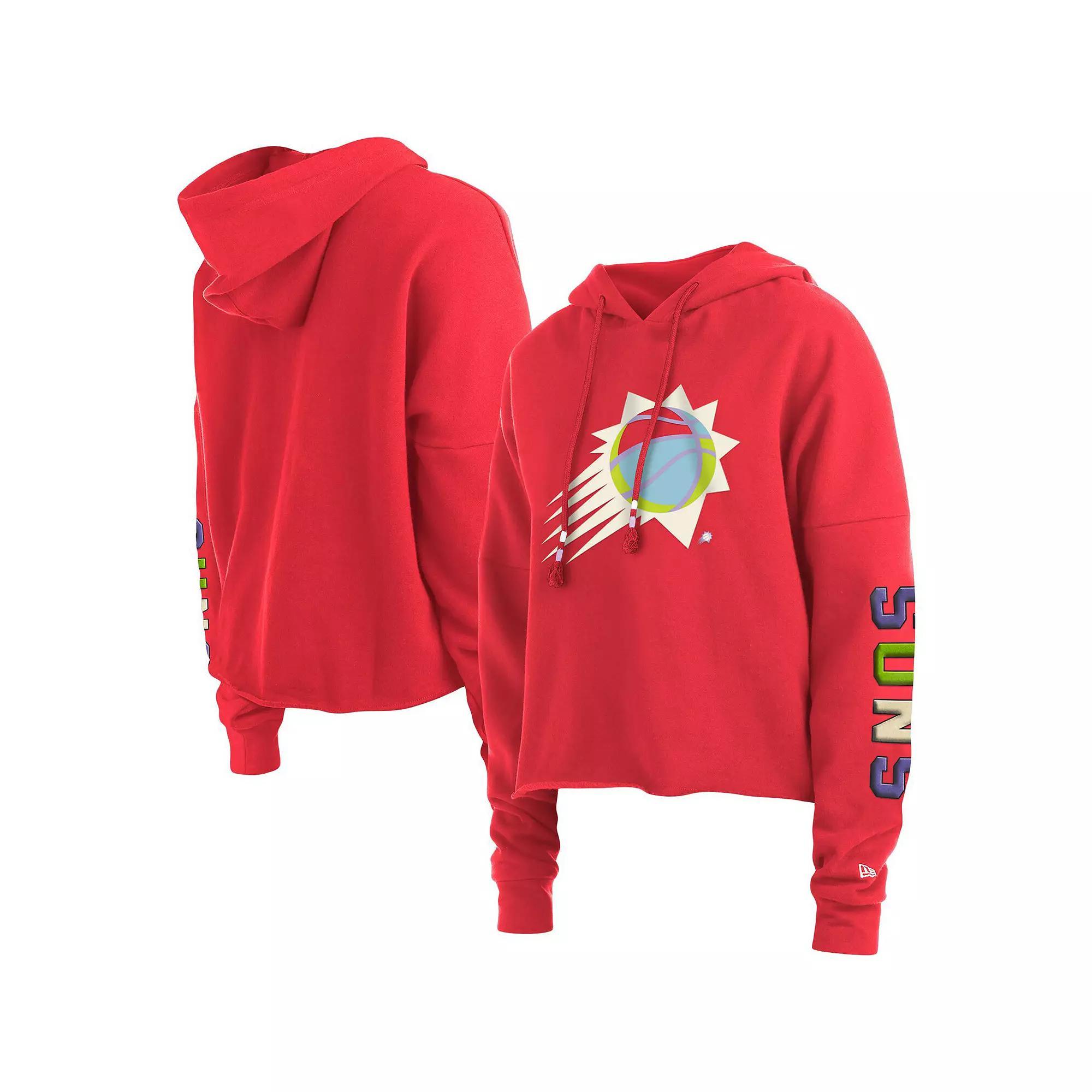 Women's New Era Red Phoenix Suns Color Pack Cropped Top Pullover Hoodie, Size: XL, Phx Orange Product Image