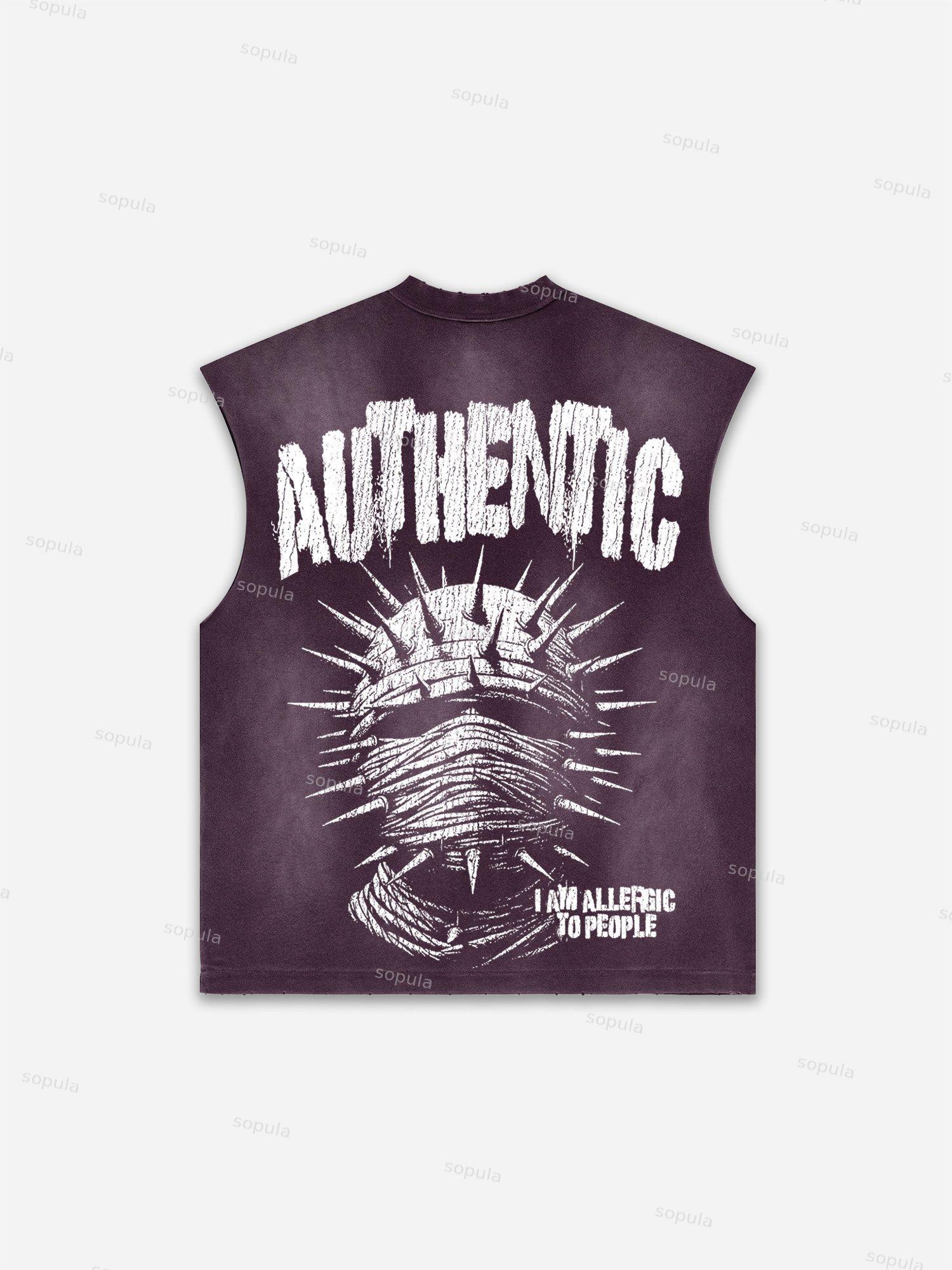 Men's Washed Casual Virtual Shadow Graphic Tank Top Product Image