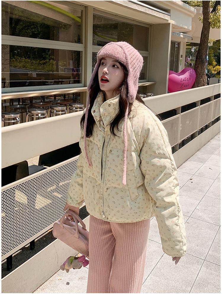 Floral Print Padded Zip Jacket Product Image