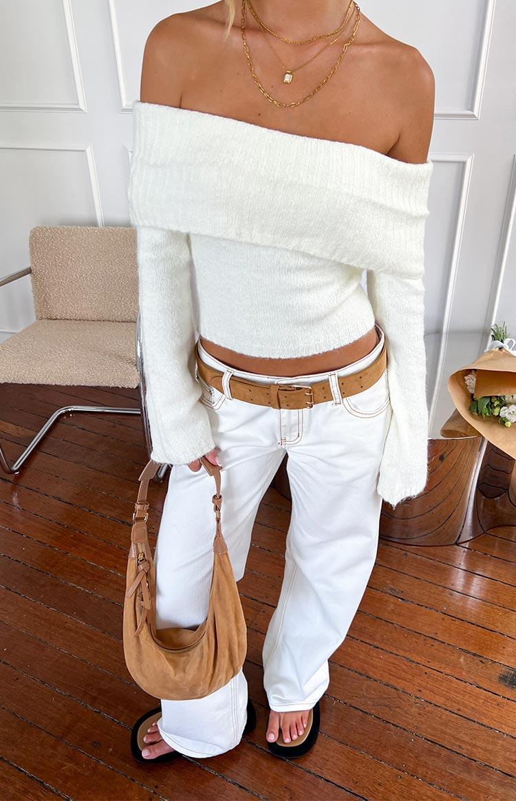 Clara Star White Denim Low Rise Jeans Girls Product Image