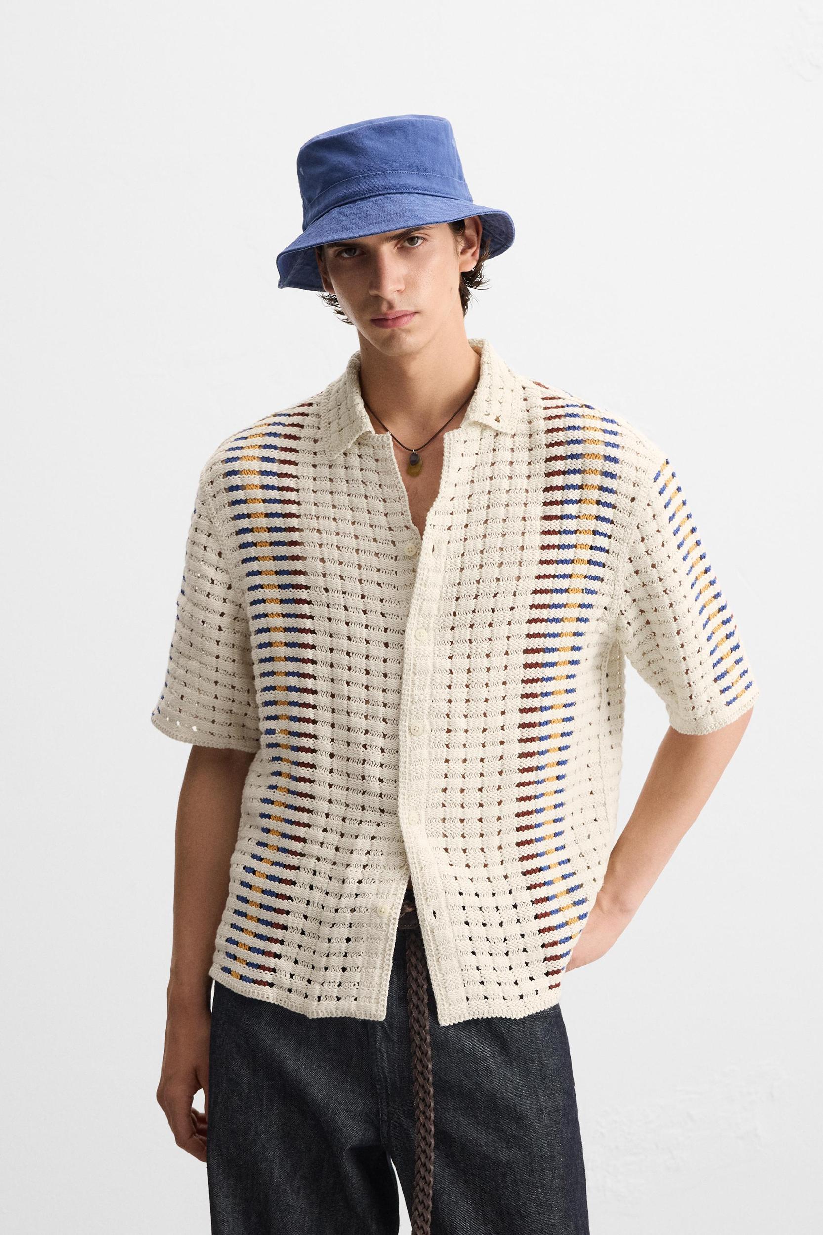 STRIPED CROCHET SHIRT Product Image