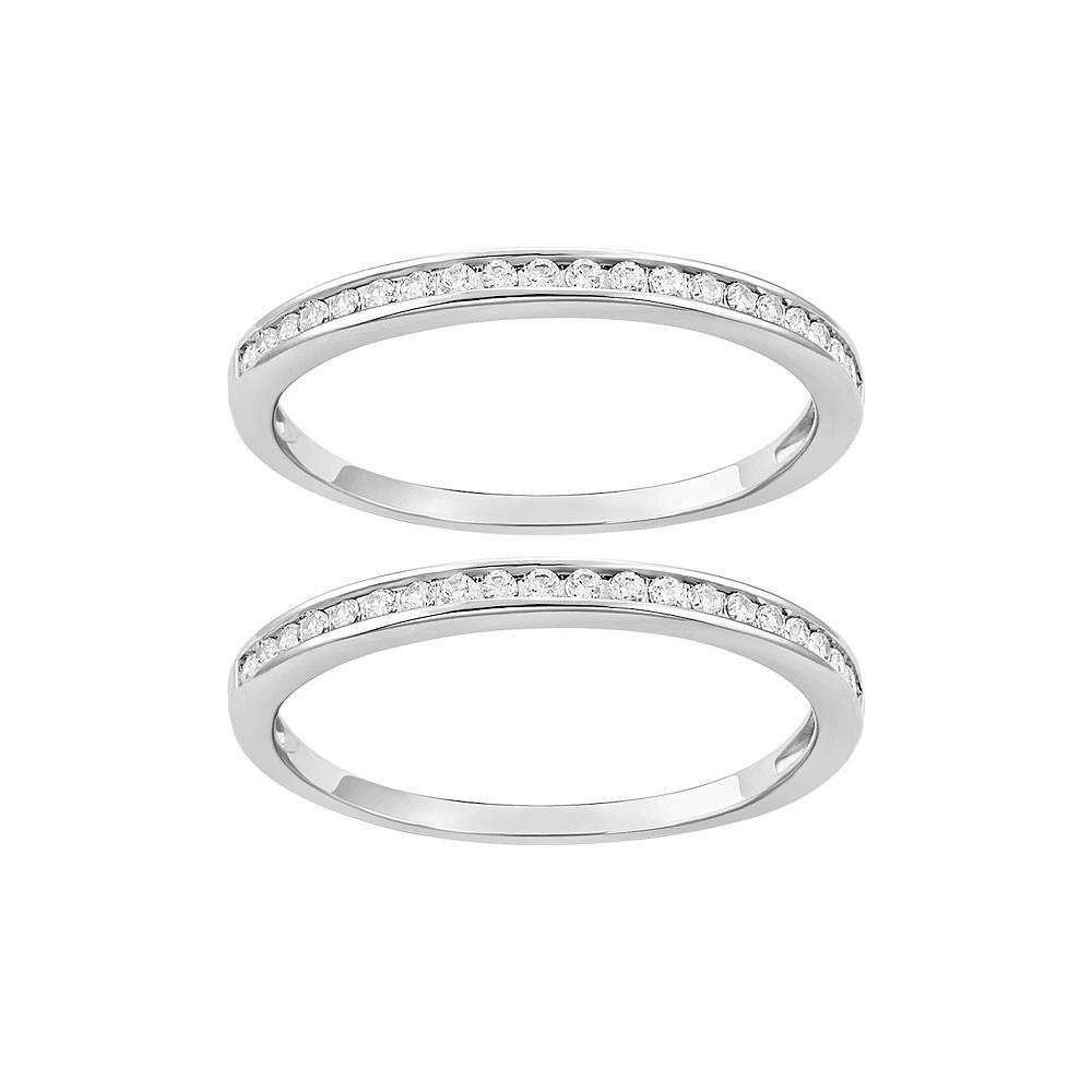 PRIMROSE Fine Silver Plated Cubic Zirconia Channel Set Double Band Ring, Women's, Size: 7, Silvertone White Product Image