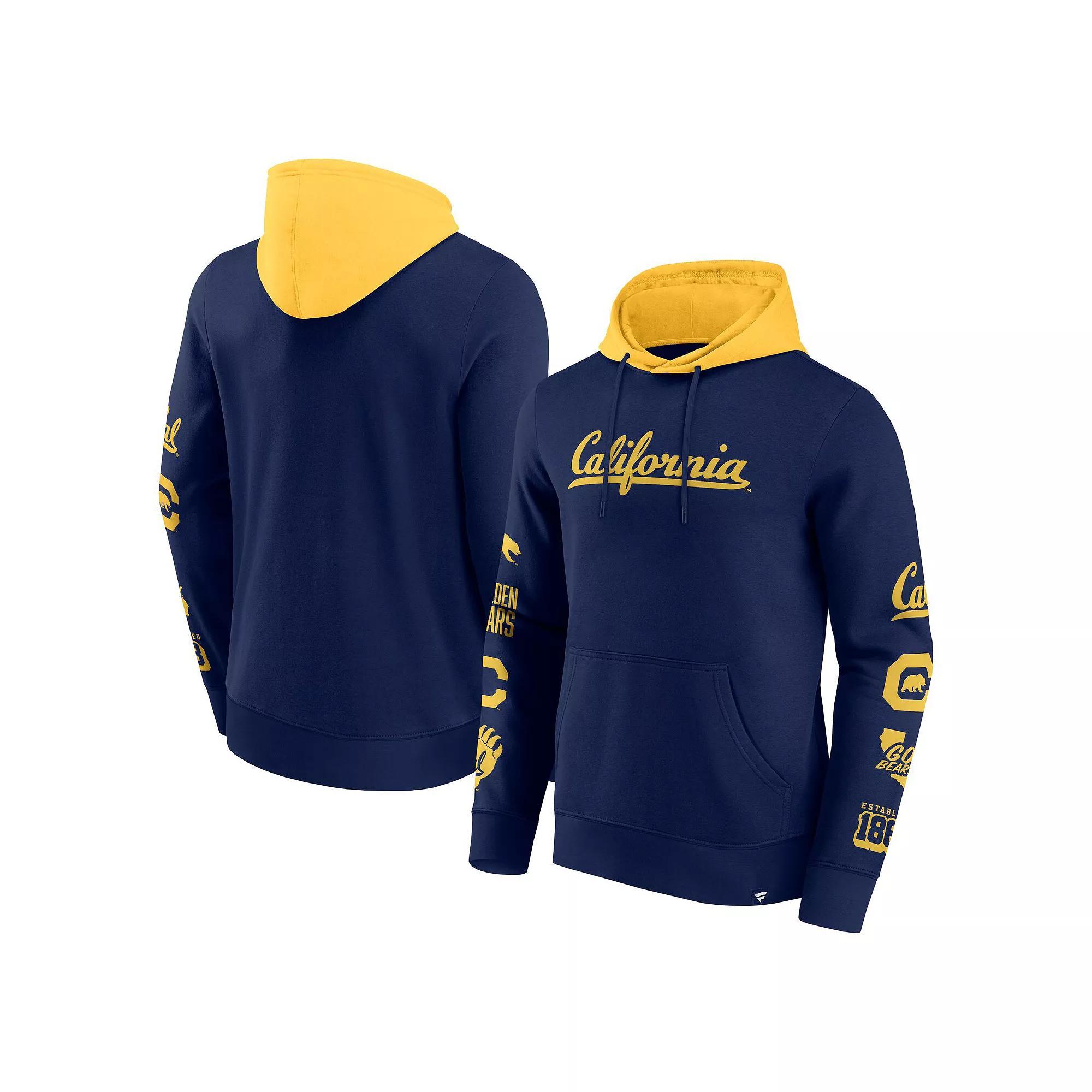Men's Fanatics  Navy/Gold Cal Bears Color Block Badge Fleece Pullover Hoodie, Size: Medium, Blue Product Image