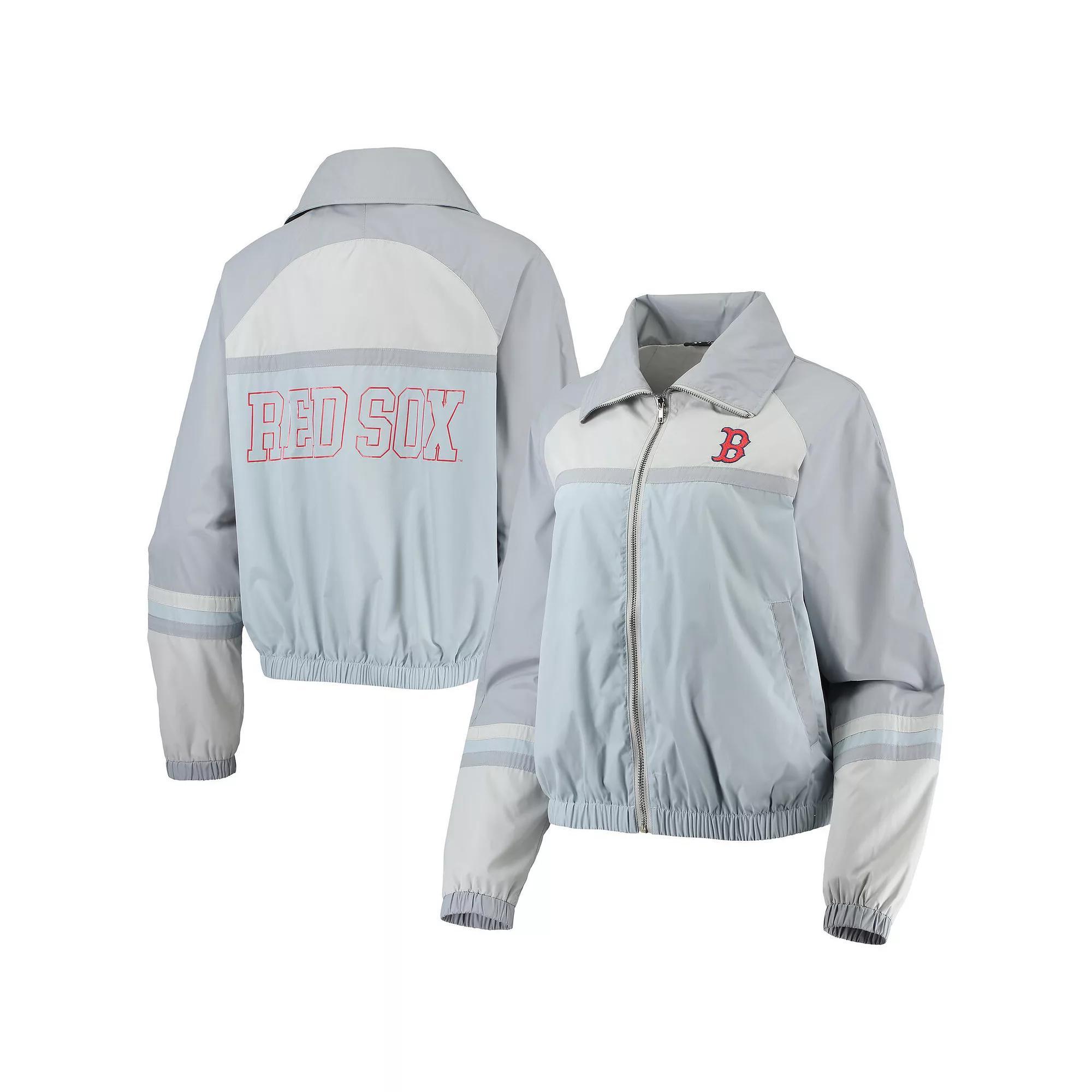 Womens The Wild Collective Navy Boston Red Sox Colorblock Track Raglan Full-Zip Jacket Product Image