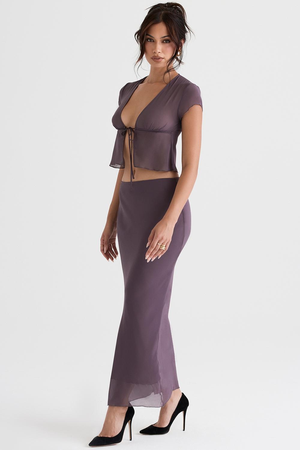 Dyana  dark mauve bias cut maxi skirt Product Image