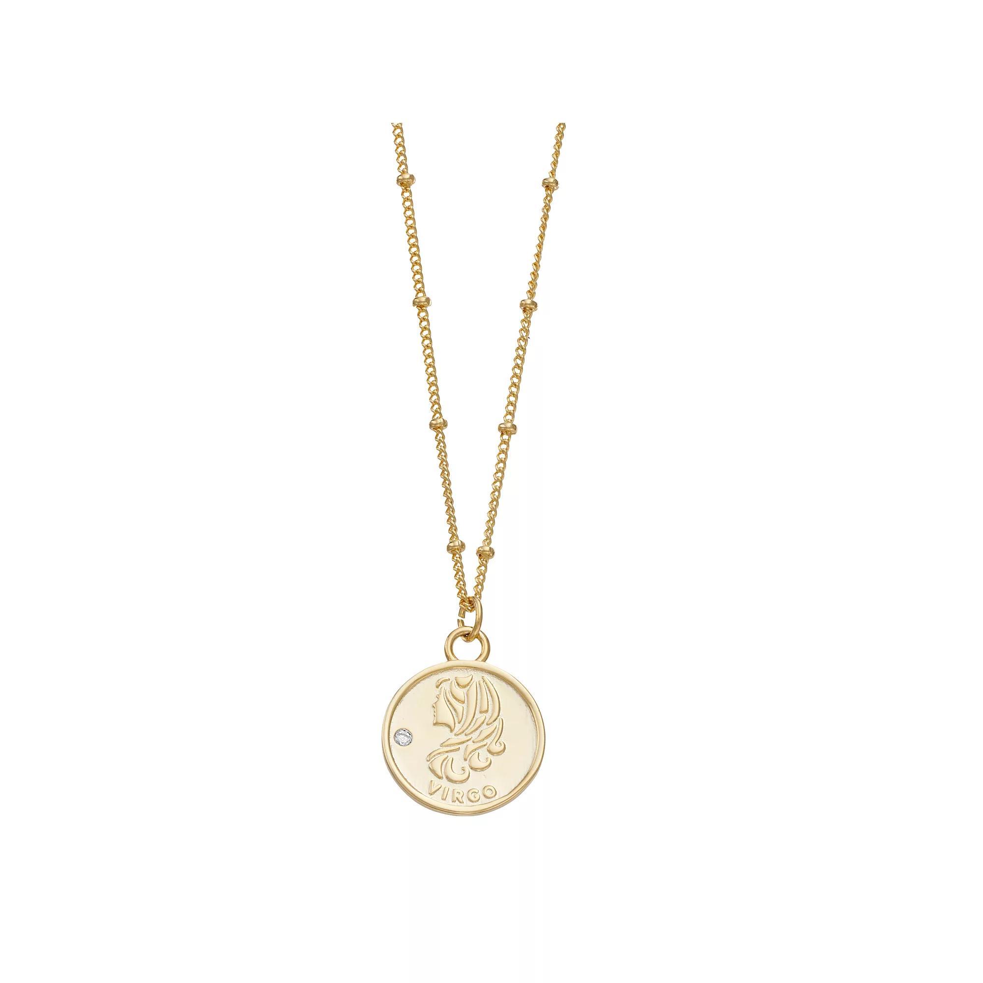 City Luxe Cubic Zirconia & Beaded Chain Zodiac Pendant Necklace, Women's, Gold Tone Gemini Product Image