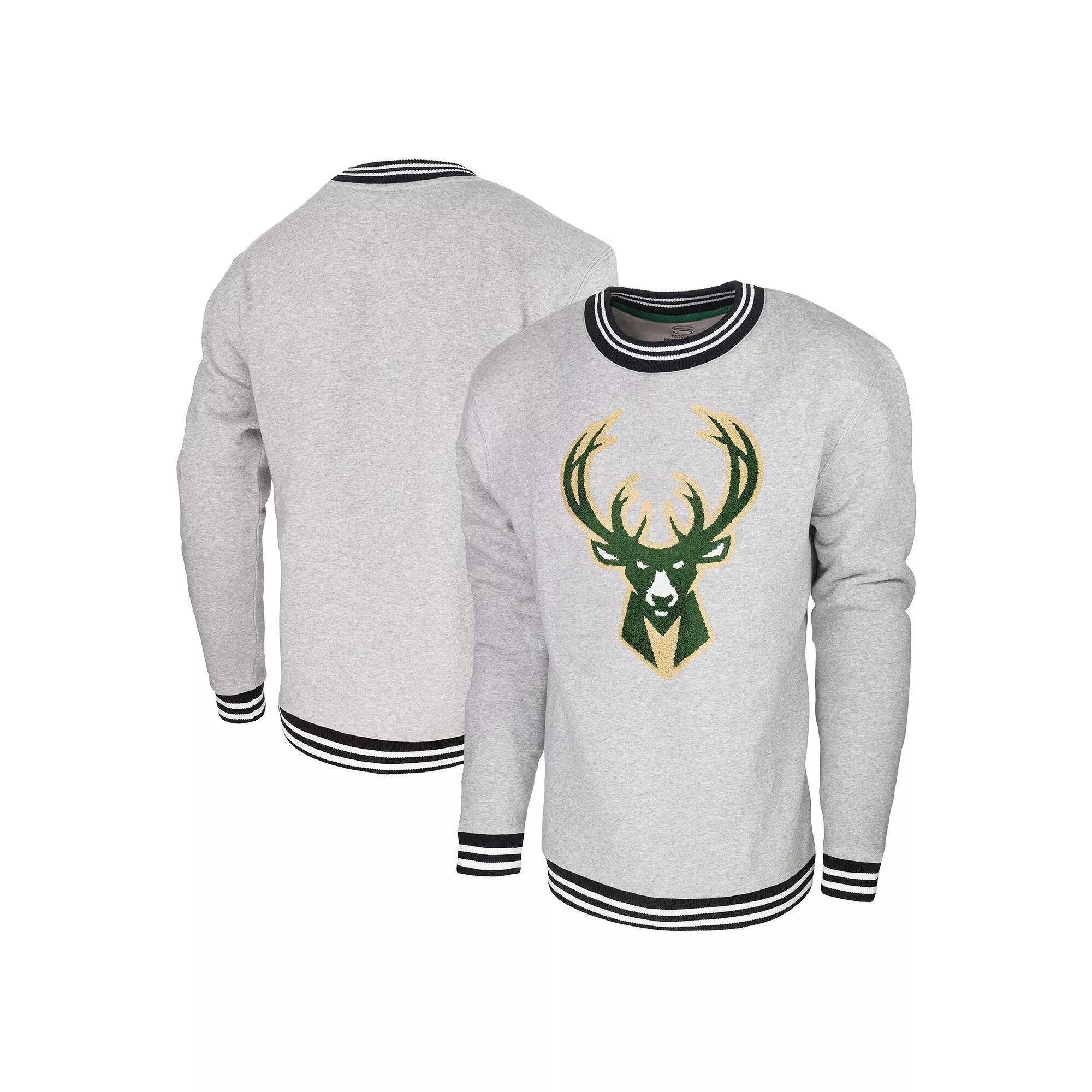 Men's Stadium Essentials Heather Gray Milwaukee Bucks Club Level Pullover Sweatshirt, Size: 2XL, Grey Product Image