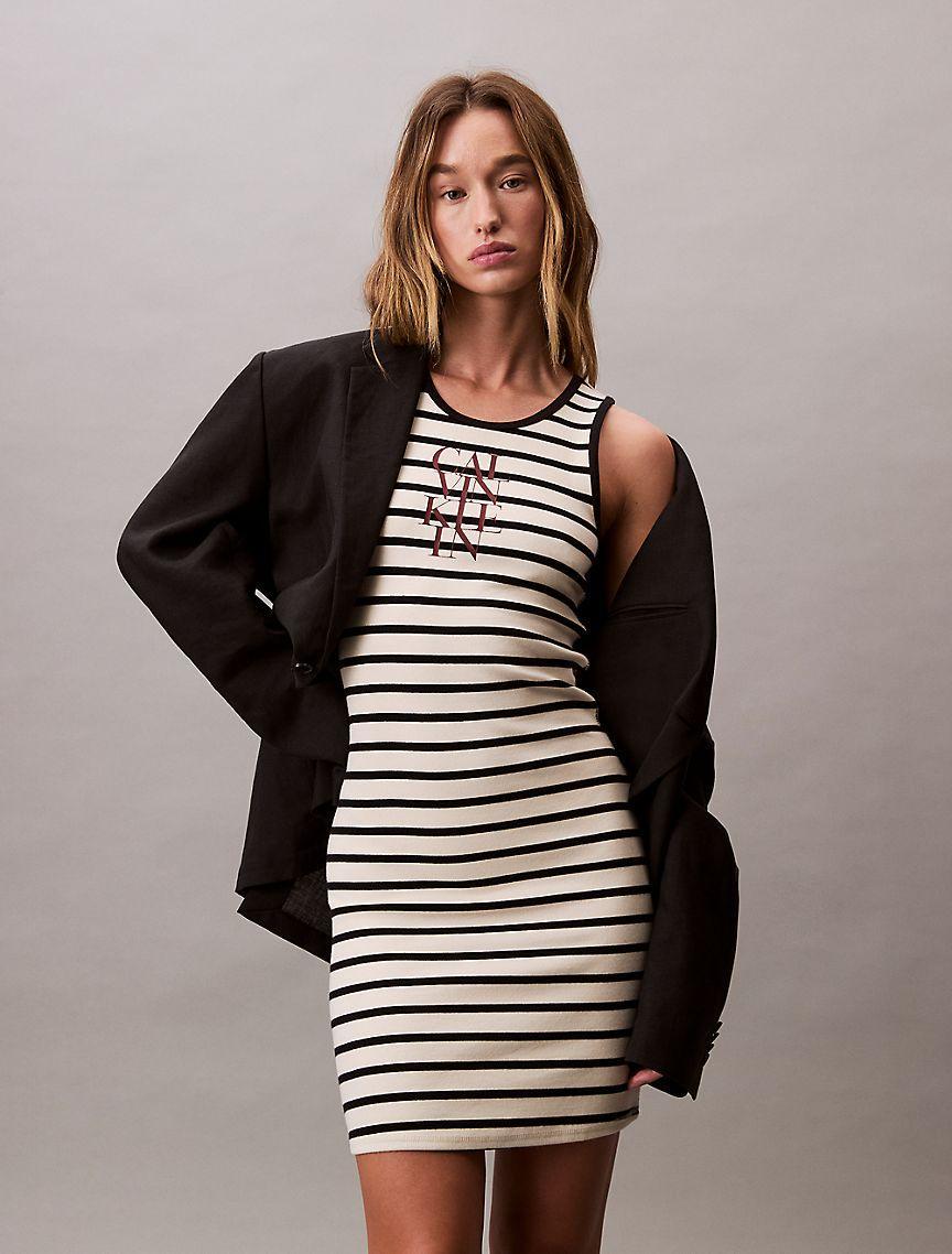 Cotton Rib Logo Graphic Tank Dress  Product Image