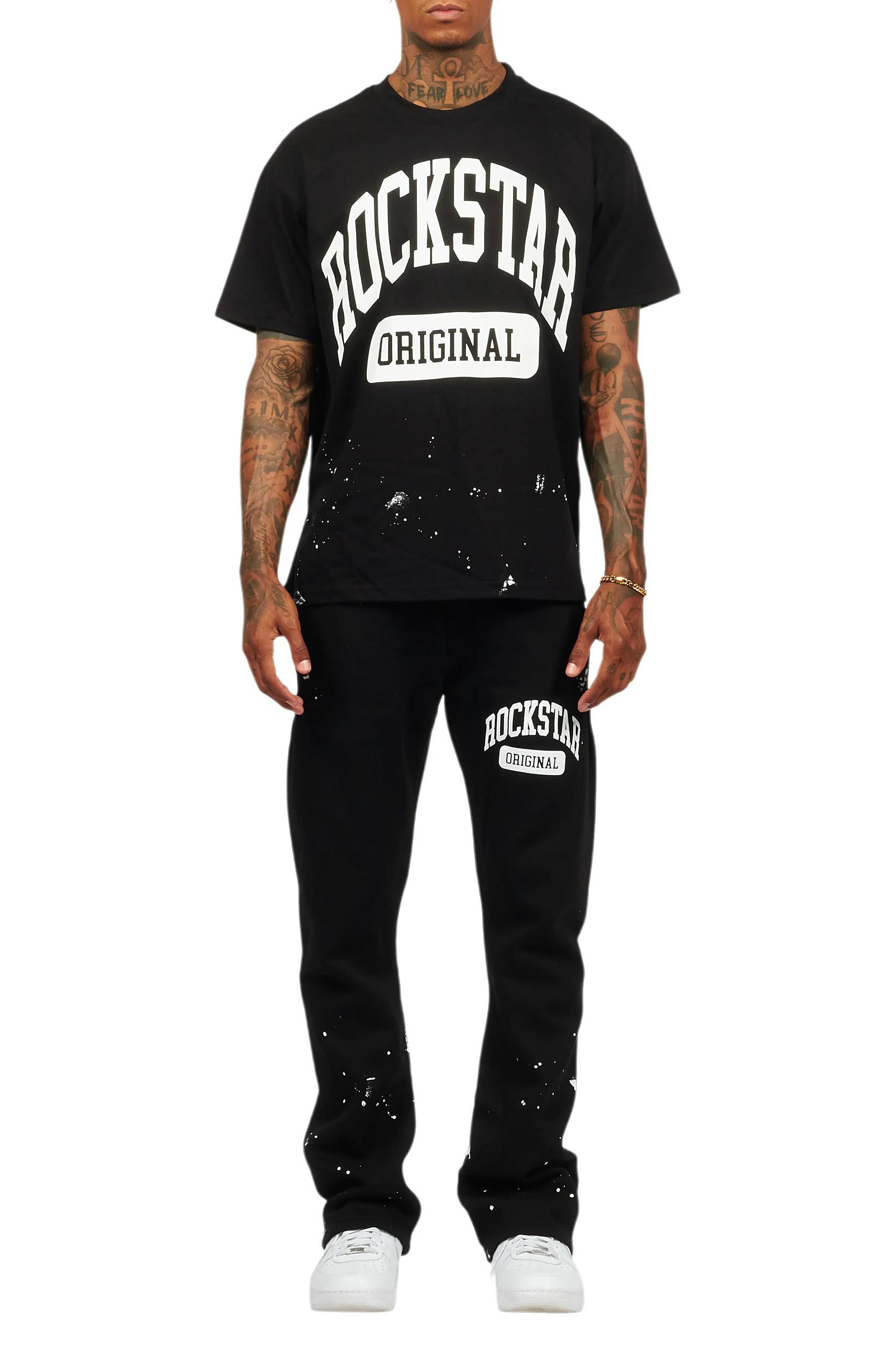 Rainer Black T-Shirt/Stacked Track Pant Set Male Product Image
