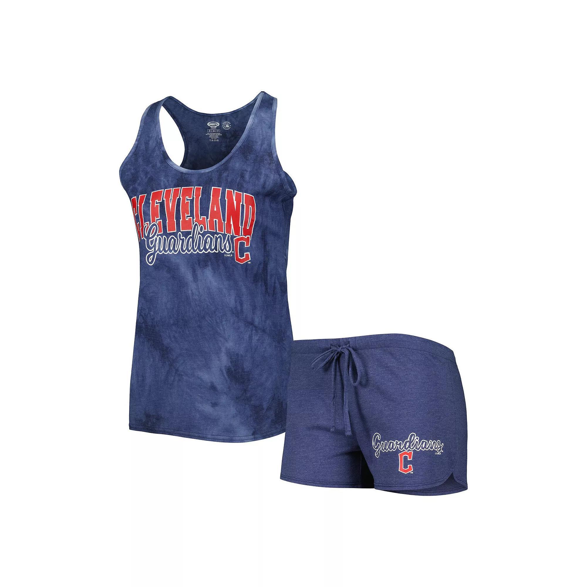 Women's Concepts Sport Navy Cleveland Guardians Billboard Racerback Tank Top & Shorts Sleep Set, Size: Medium, Grd Blue Product Image