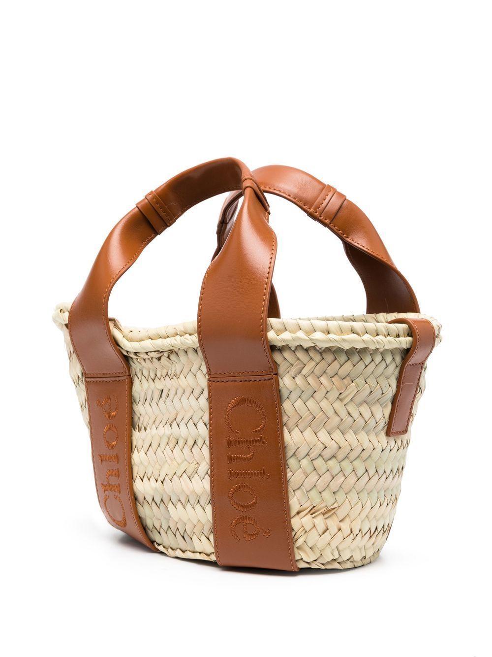 logo-detail raffia tote bag Product Image