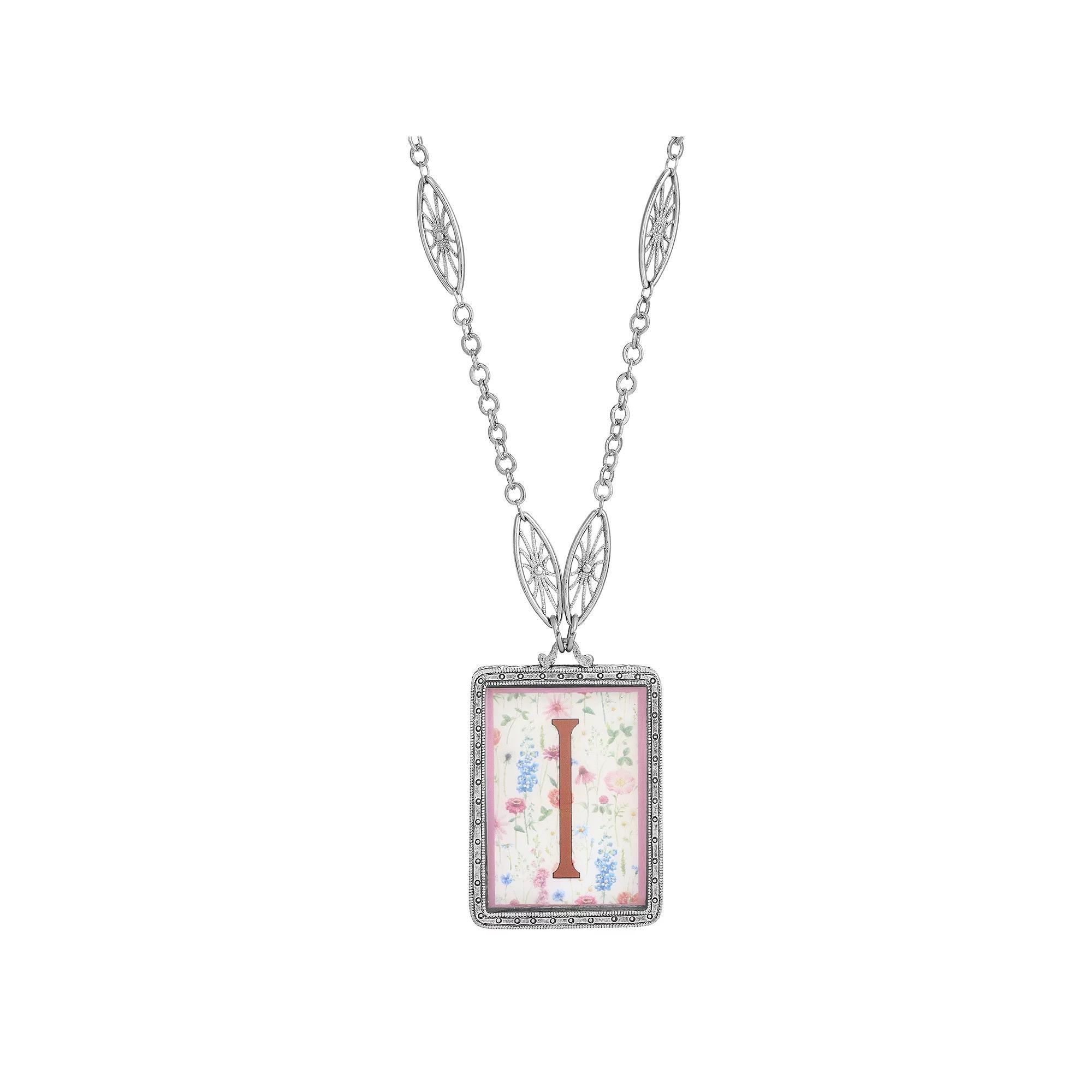 1928 Floral Motif Initial Pendant, Women's, G Product Image