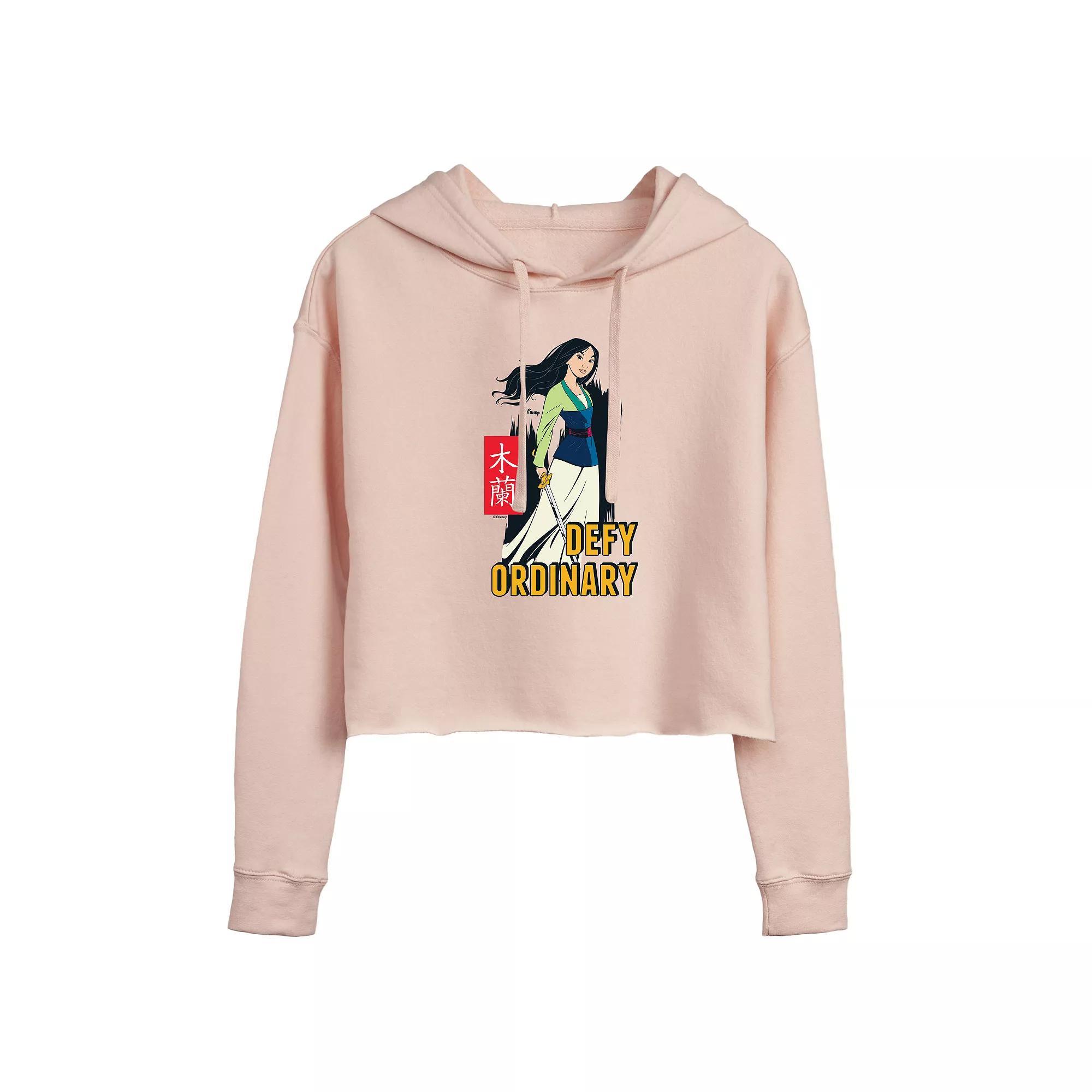 Disneys Mulan Womens Defy Ordinary Cropped Hoodie, Girls Product Image