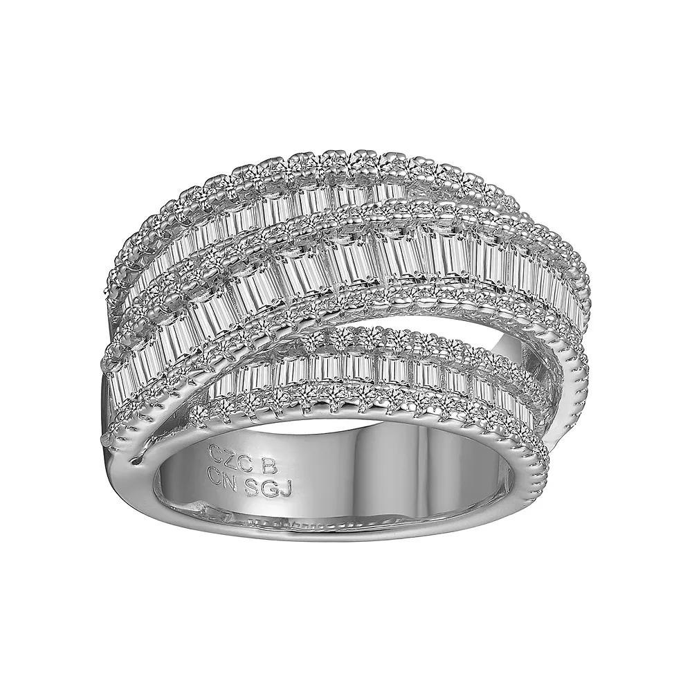 Sterling Silver Cubic Zirconia Crossover Channel Ring, Women's, Size: 7 Product Image