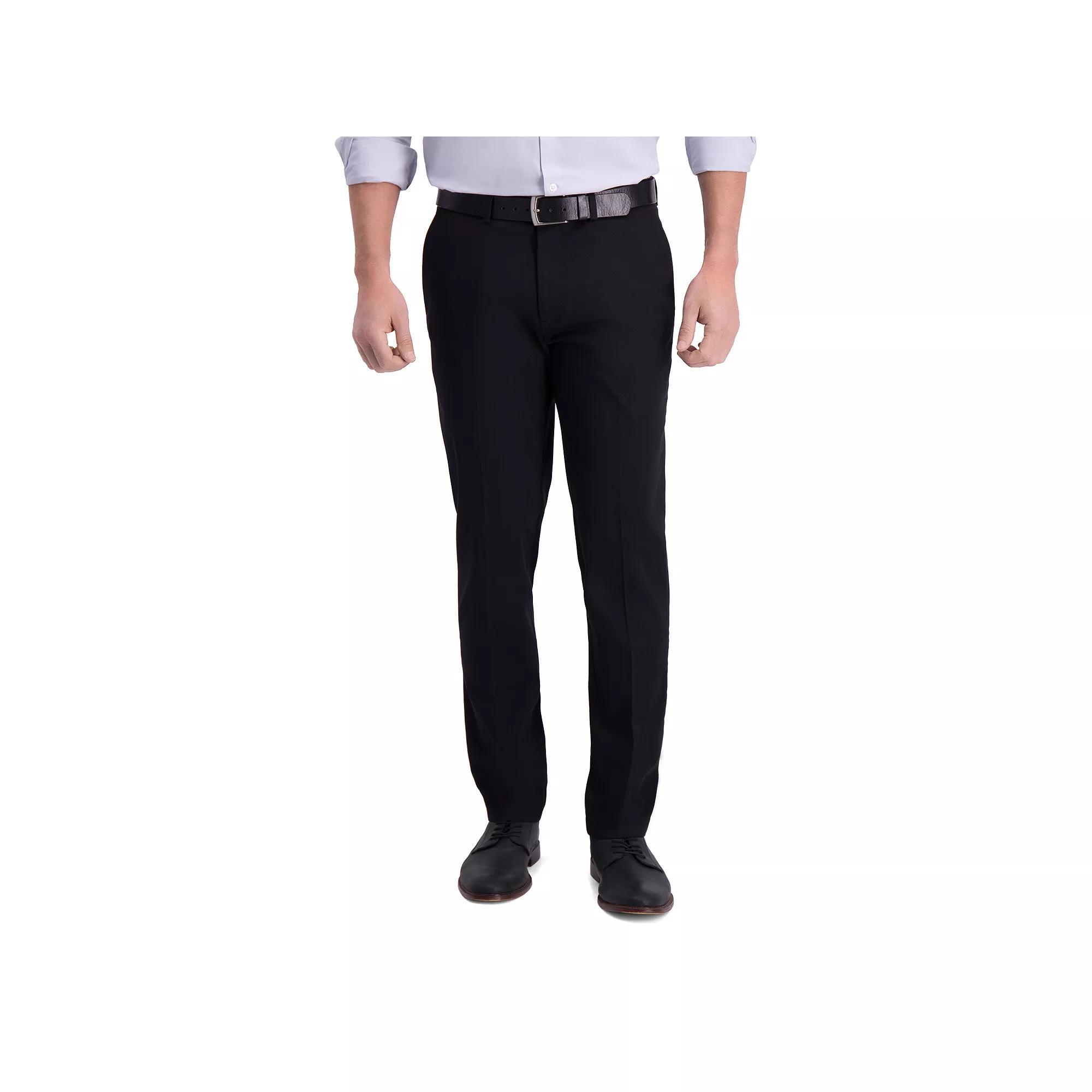 Mens Haggar Iron Free Premium Khaki Slim-Straight Fit Flat Front Perfect Fit Waistband Casual Pant Medium Green Product Image