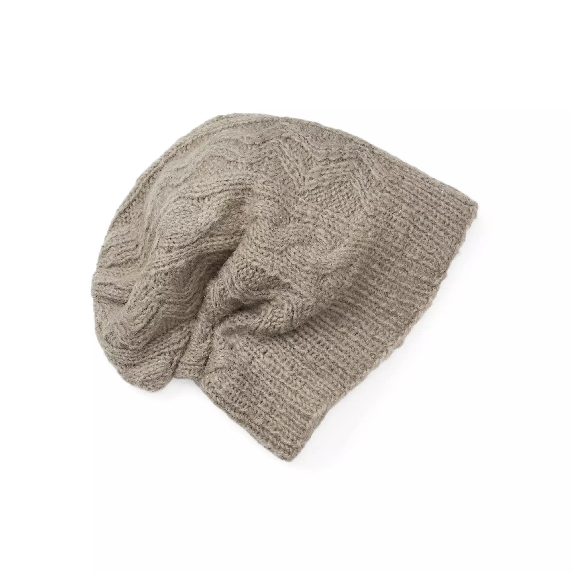 Women's SIJJL Wool Zigzag Cable-Knit Slouchy Beanie, Gray Product Image