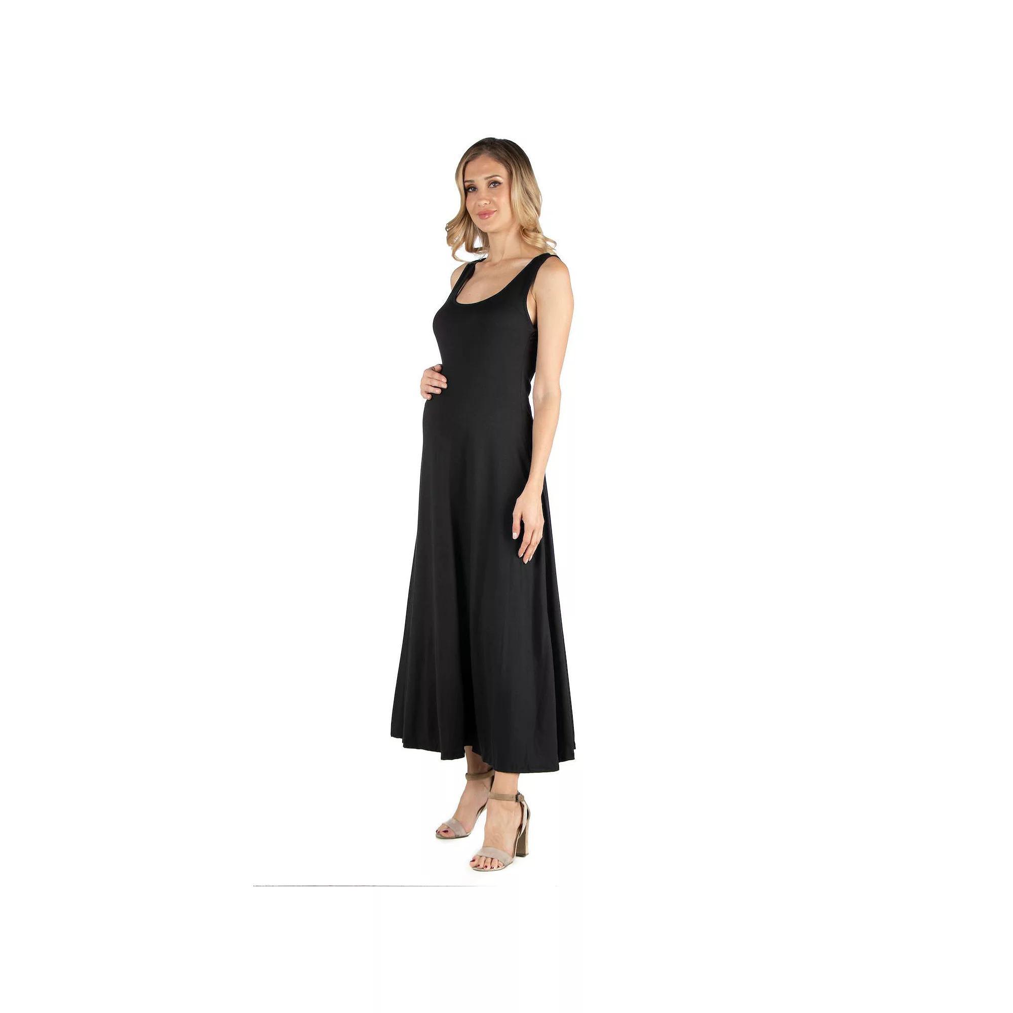 Maternity 24Seven Comfort Apparel Slim Fit A-Line Sleeveless Maxi Dress, Women's, Size: XL-Mat, Blue Product Image