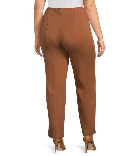 Slim Factor by Investments Plus Size Ponte Knit No Waist Slim Straight Pants Product Image
