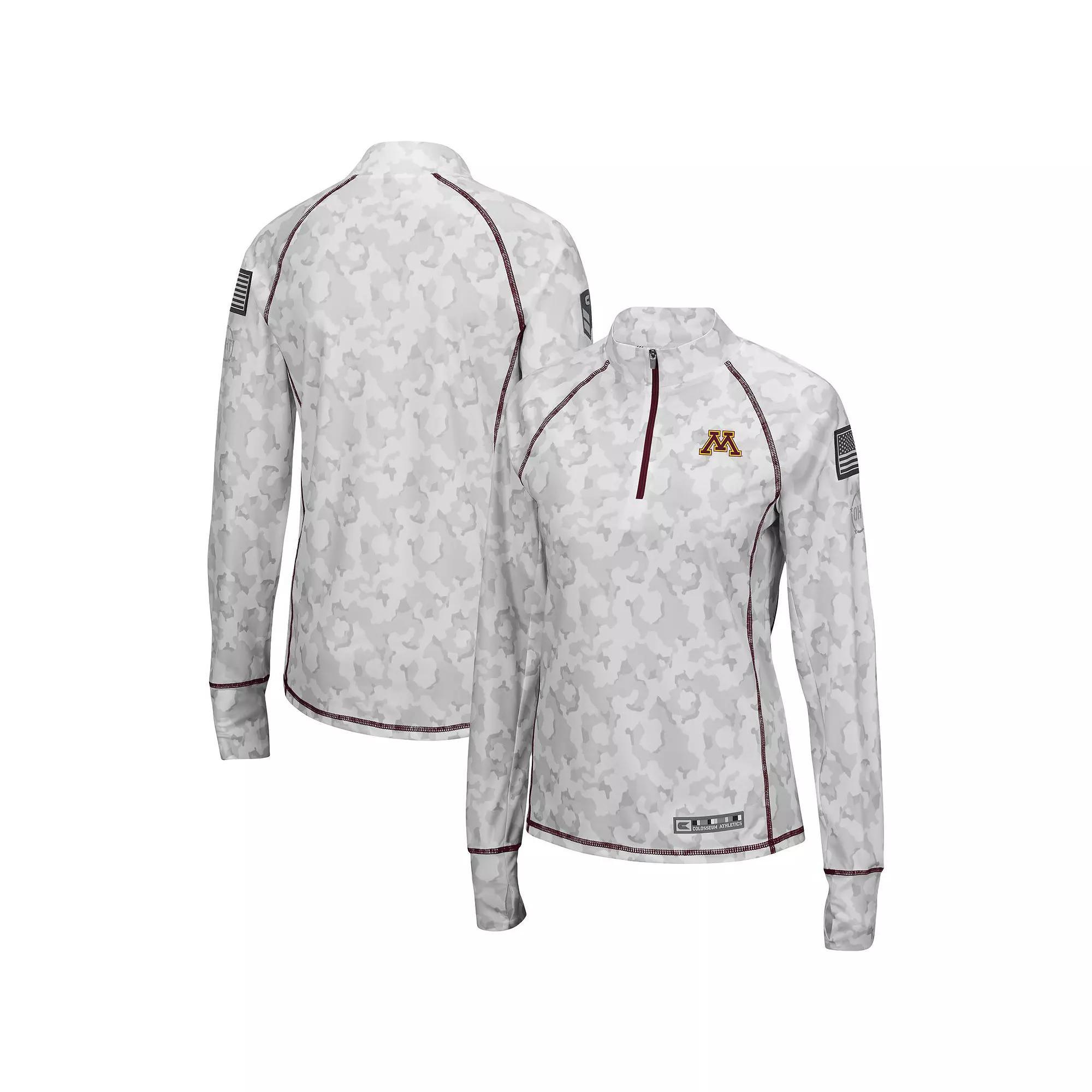 Womens Colosseum Clemson Tigers OHT Military Appreciation Officer Arctic Camo 1/4-Zip Jacket Product Image