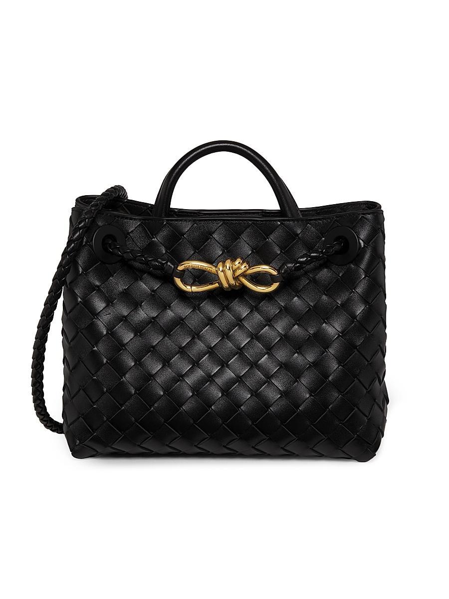 Womens Small Andiamo Intrecciato Leather Top-Handle Bag Product Image