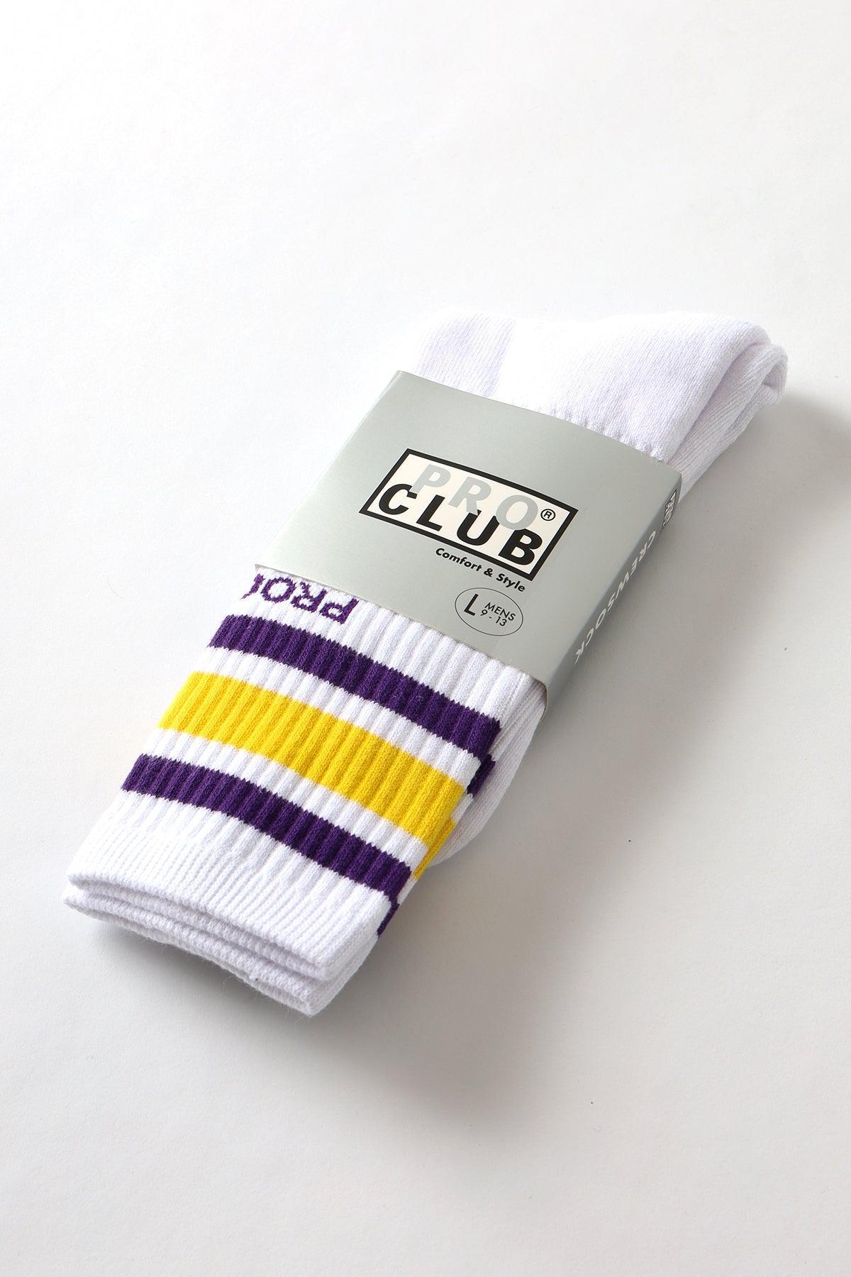 Pro Club - Striped Crew Socks - Purple/Yellow Product Image
