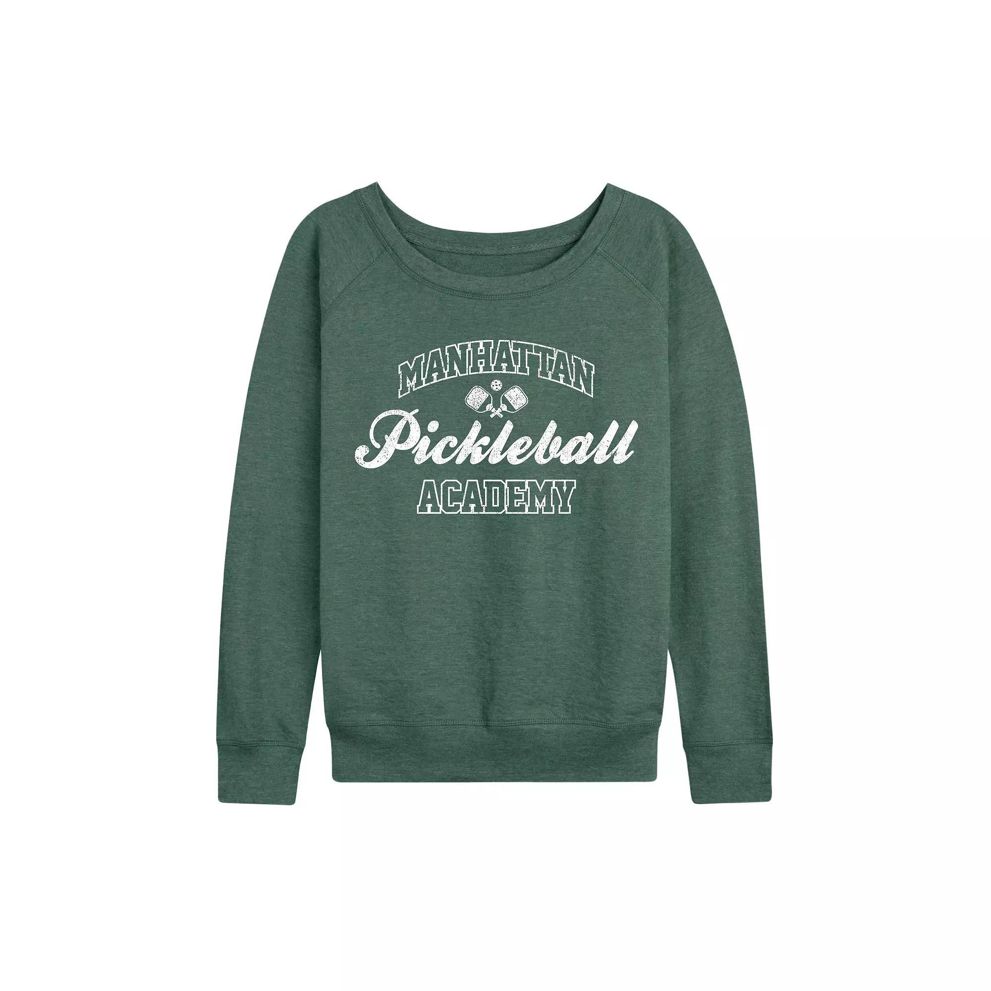 Womens Manhattan Pickleball Academy French Terry Long Sleeve Tee, Girls Grey Blue Product Image