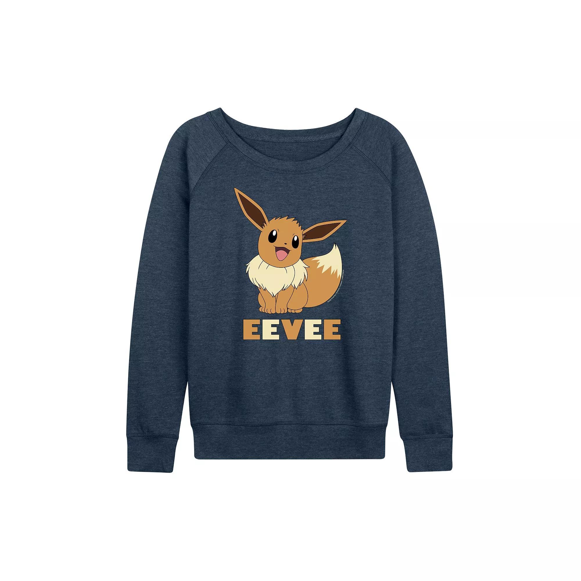 Womens Pokemon Eevee French Terry Long Sleeve Tee Grey Indigo Product Image